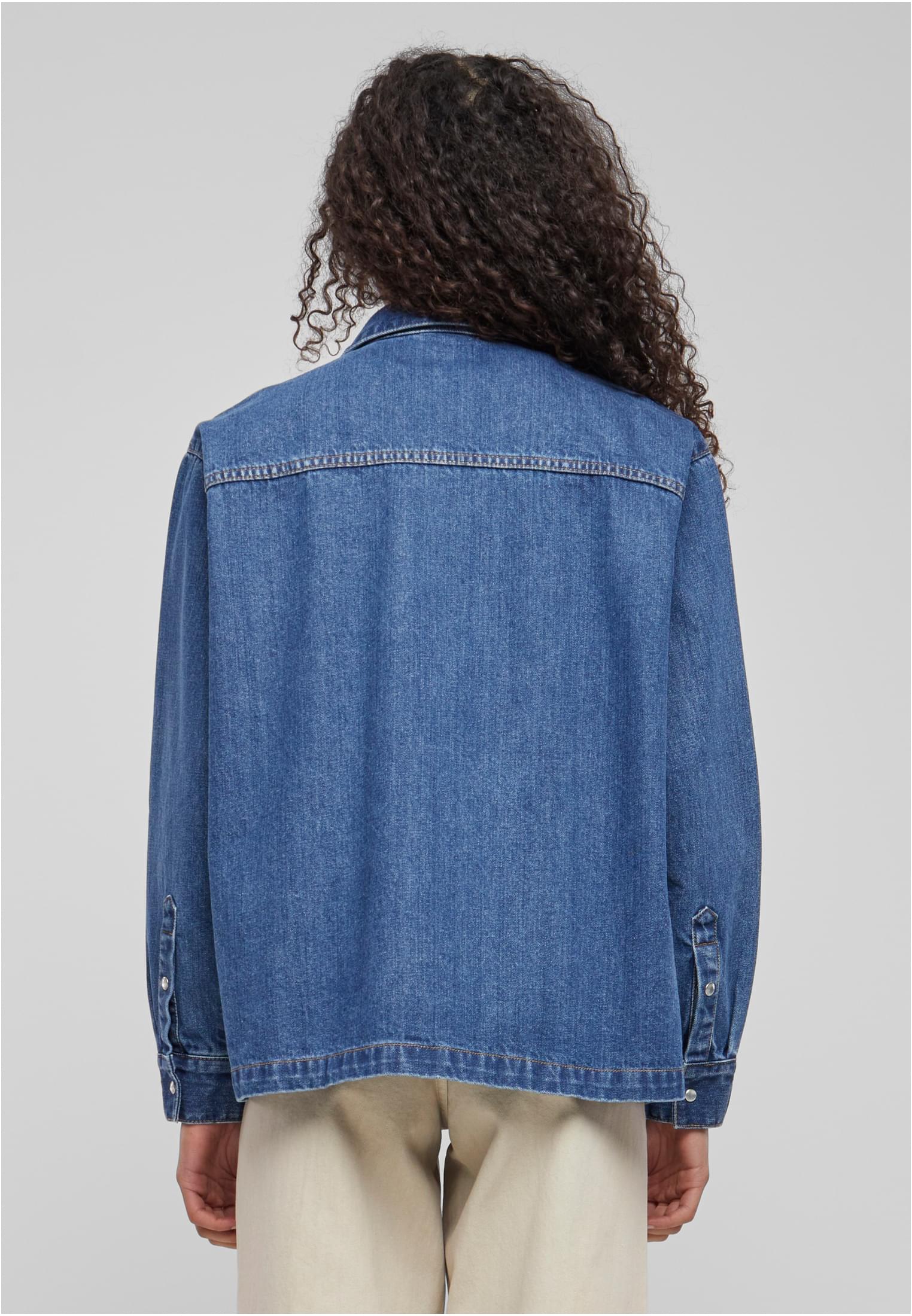 Ladies Oversized Denim Shirt | mid indigo washed