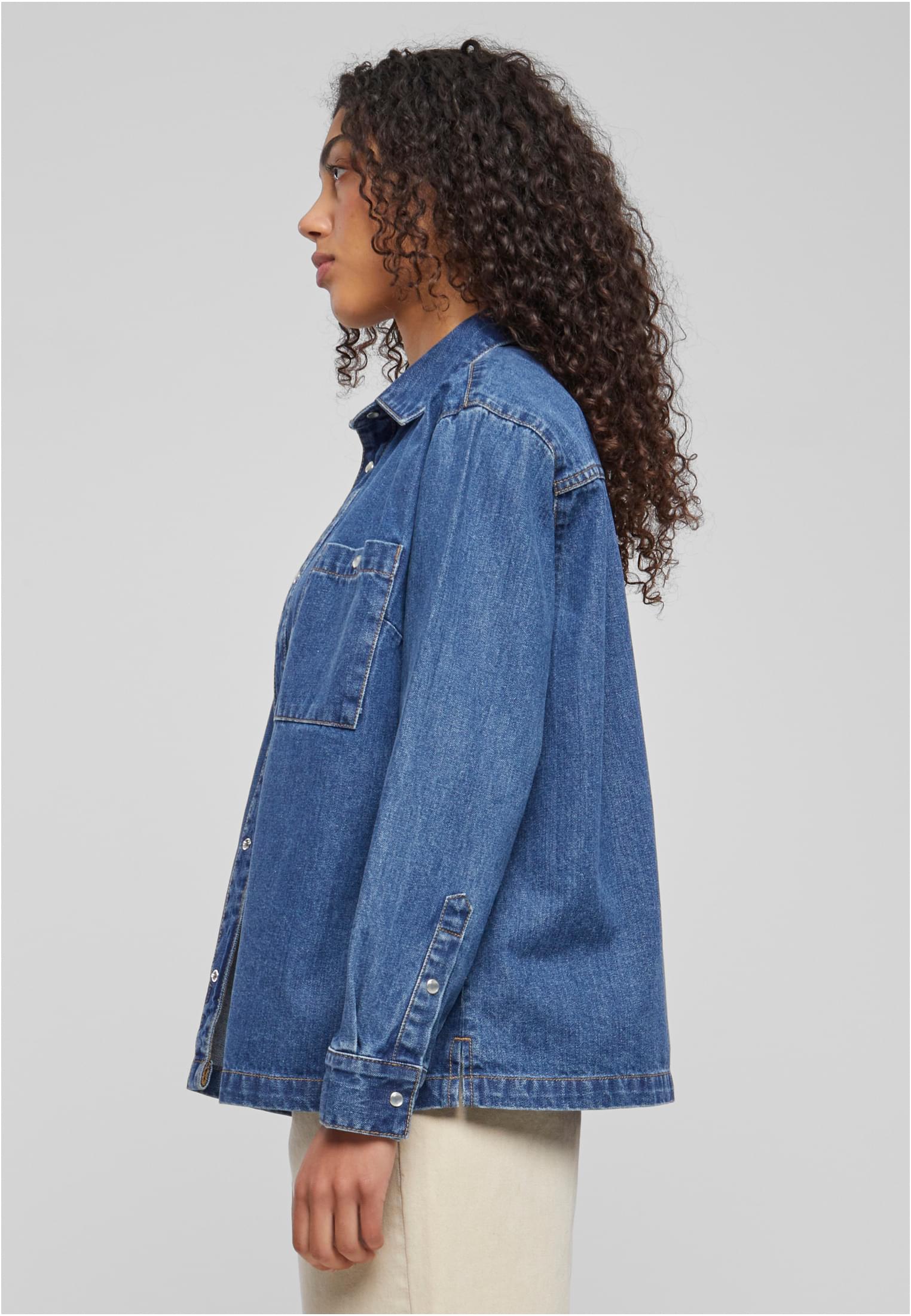 Ladies Oversized Denim Shirt | mid indigo washed