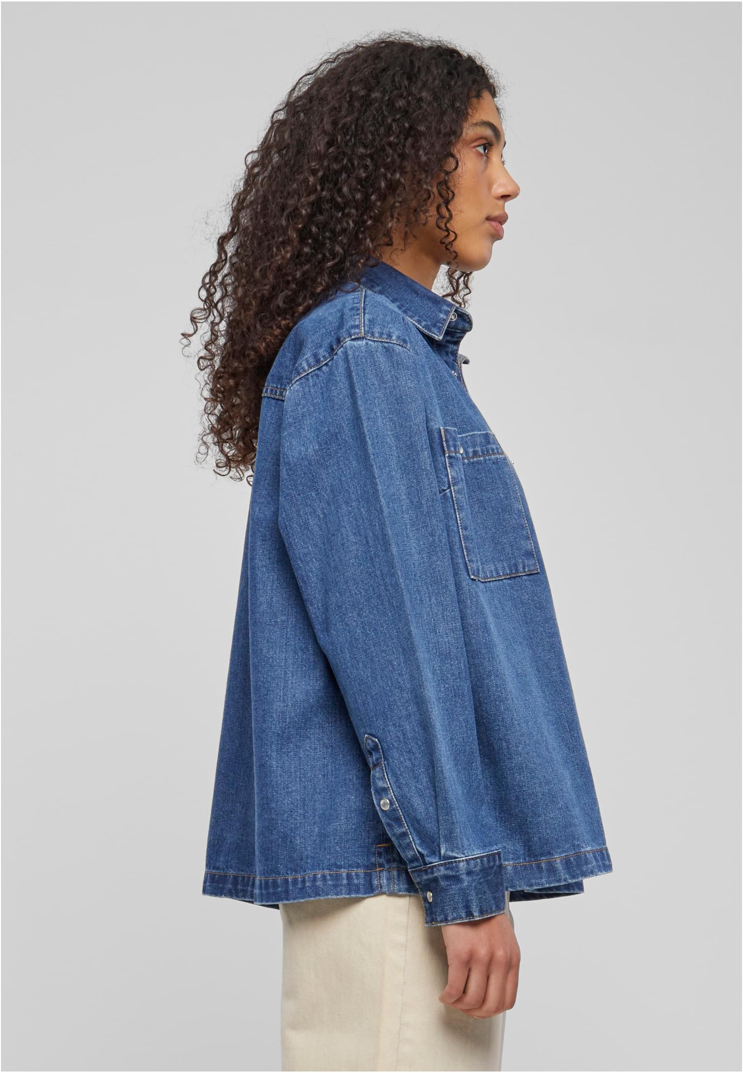 Ladies Oversized Denim Shirt | mid indigo washed