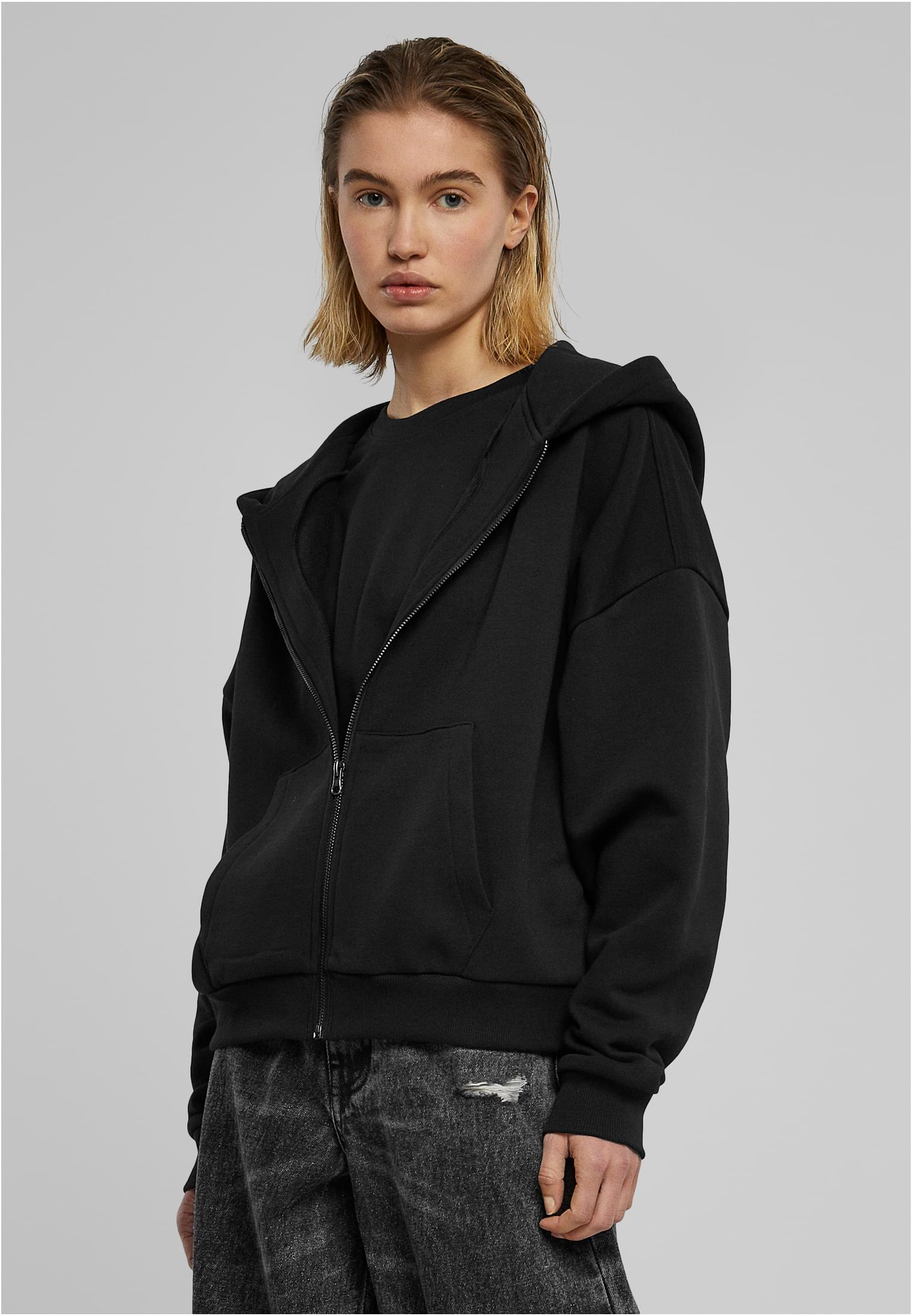 Ladies Boxy Zip Hoody | black