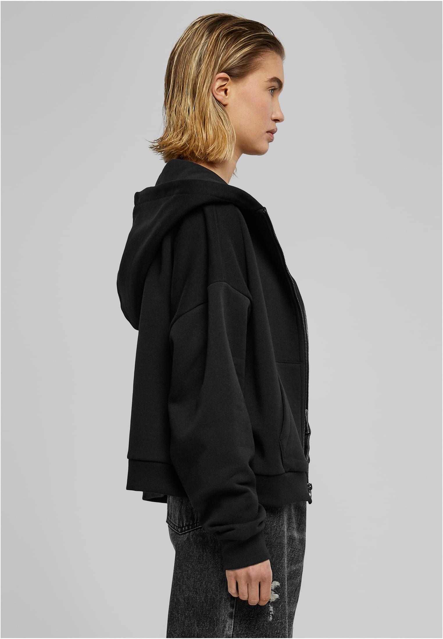 Ladies Boxy Zip Hoody | black