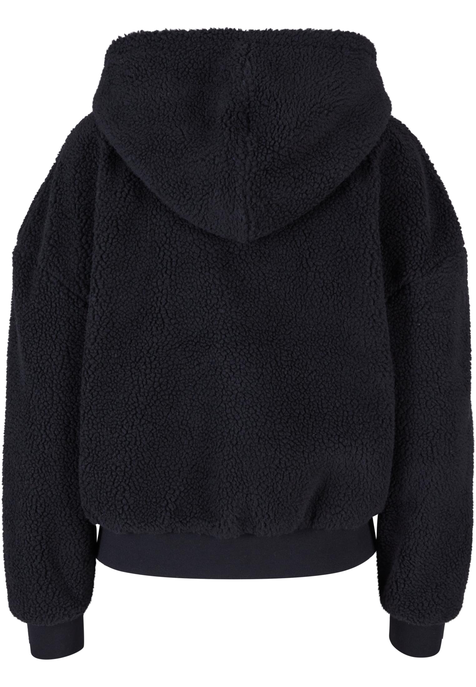 Ladies Oversized Sherpa Zip Hoody | black