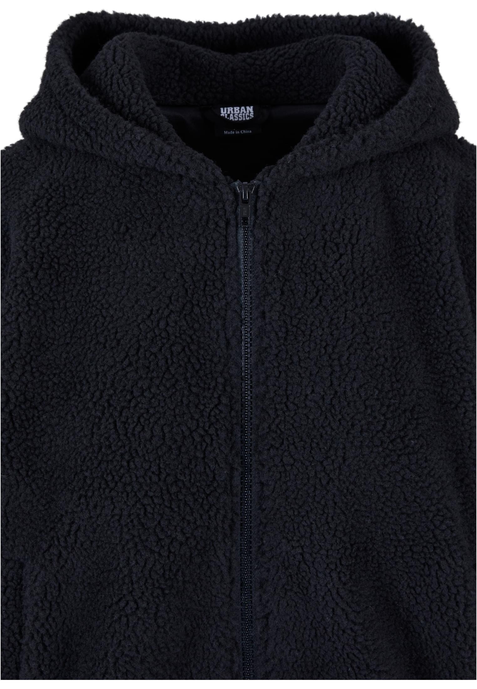 Ladies Oversized Sherpa Zip Hoody | black