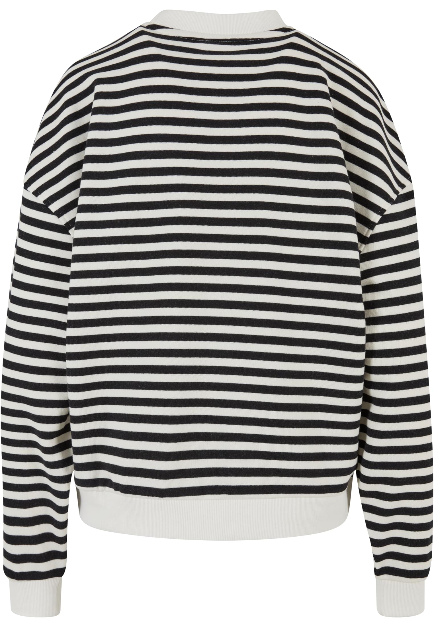 Ladies Oversized Striped Crewneck | black/whitesand