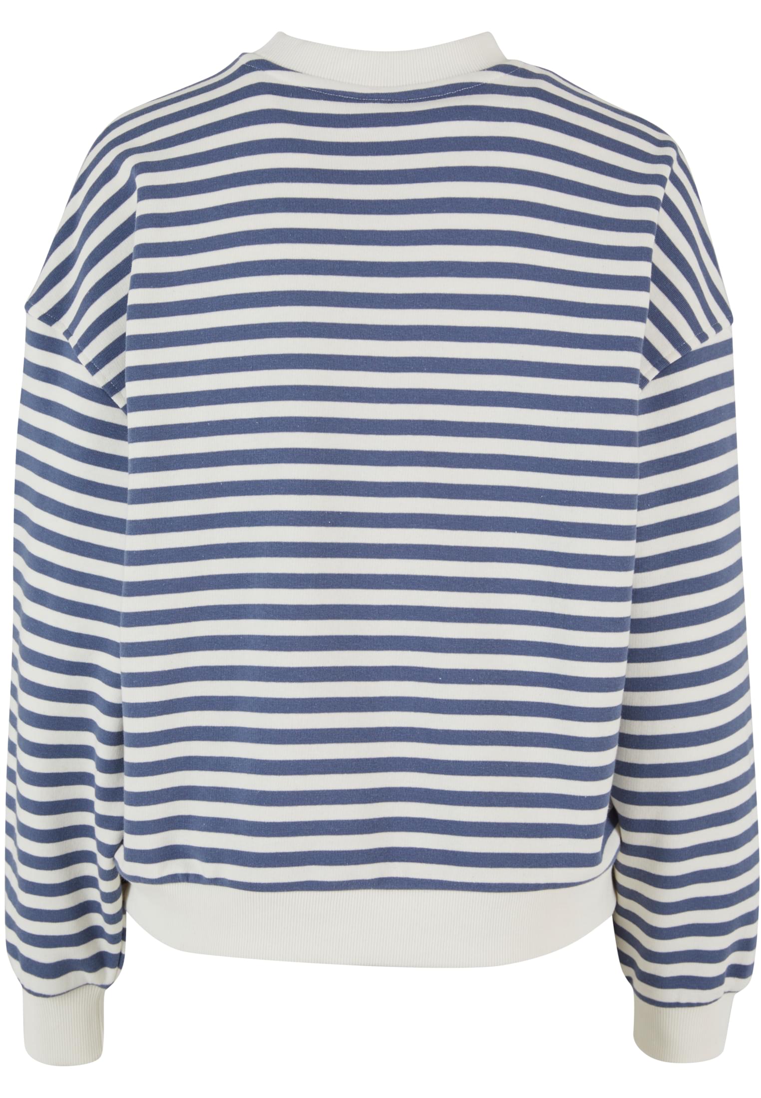 Ladies Oversized Striped Crewneck | whitesand/vintageblue