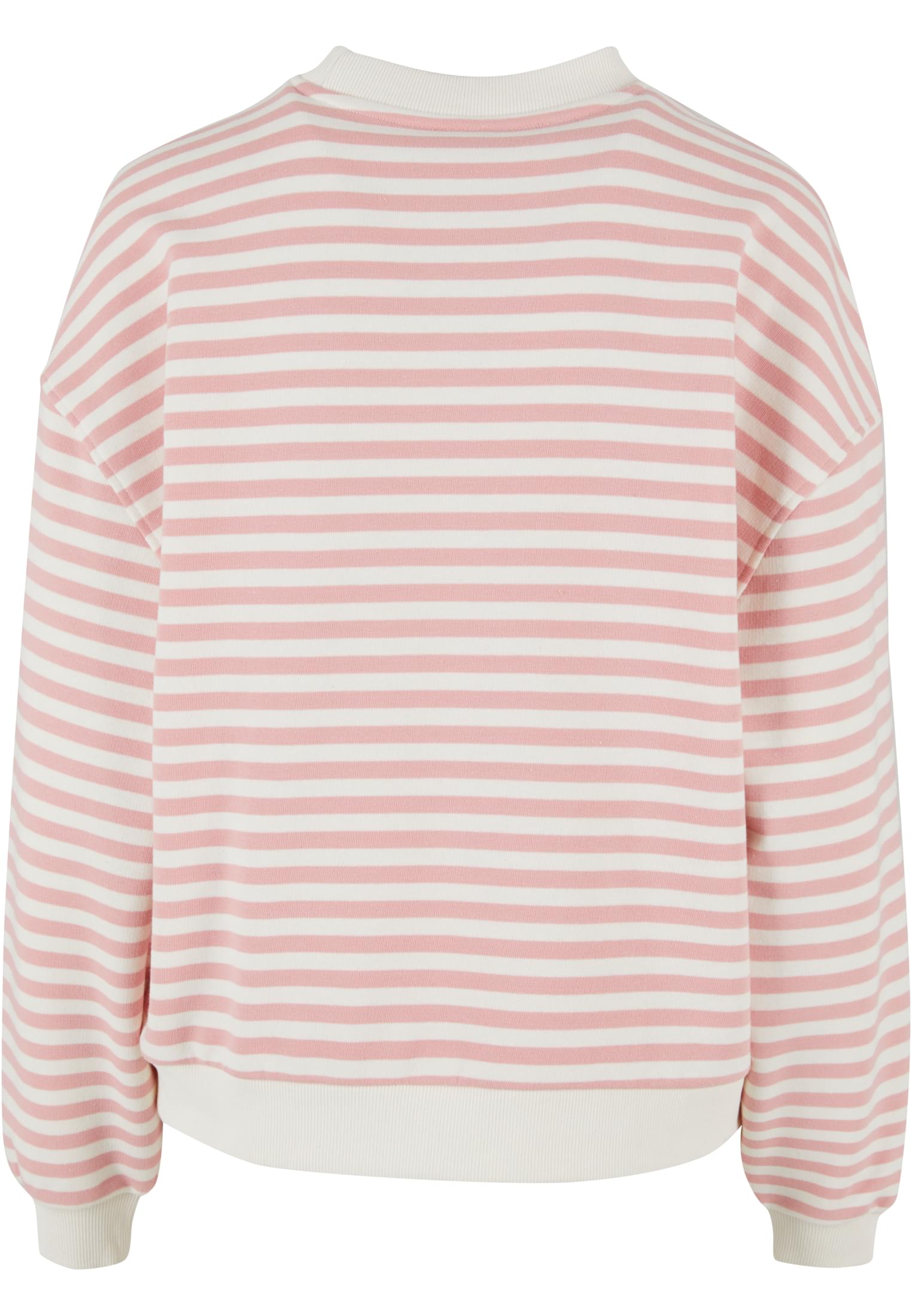 Ladies Oversized Striped Crewneck | lemonadepink/whitesand