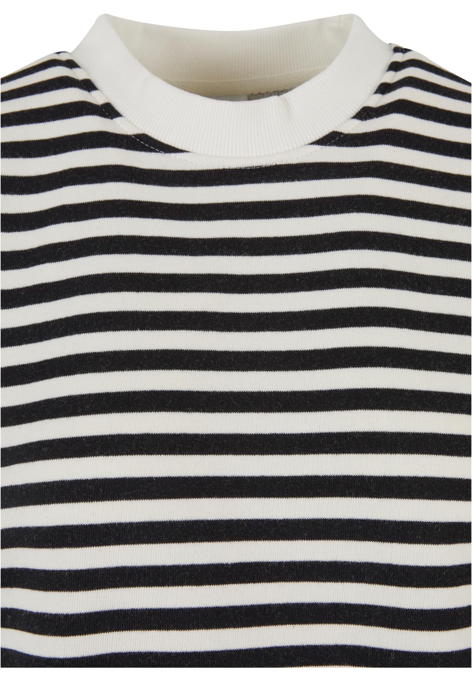 Ladies Oversized Striped Crewneck | black/whitesand