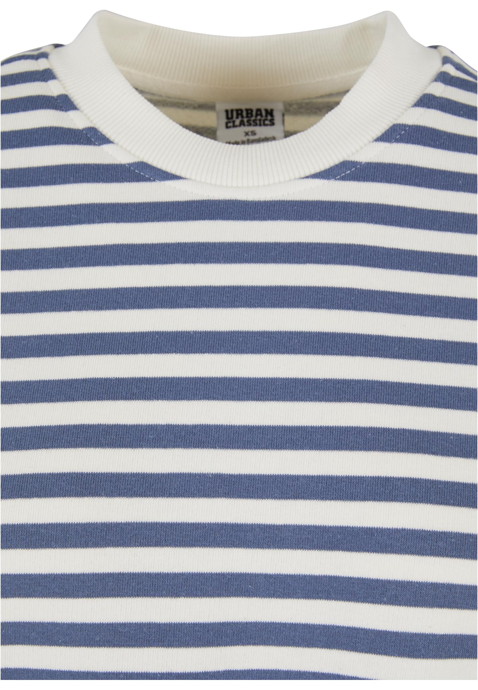 Ladies Oversized Striped Crewneck | whitesand/vintageblue