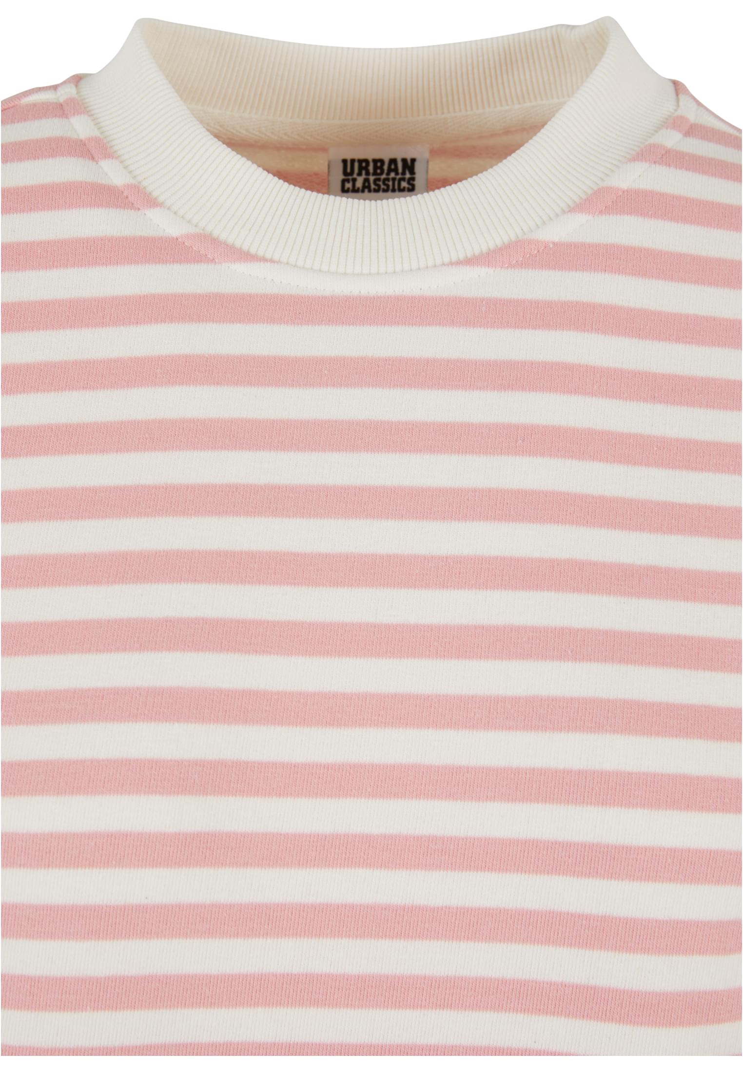 Ladies Oversized Striped Crewneck | lemonadepink/whitesand