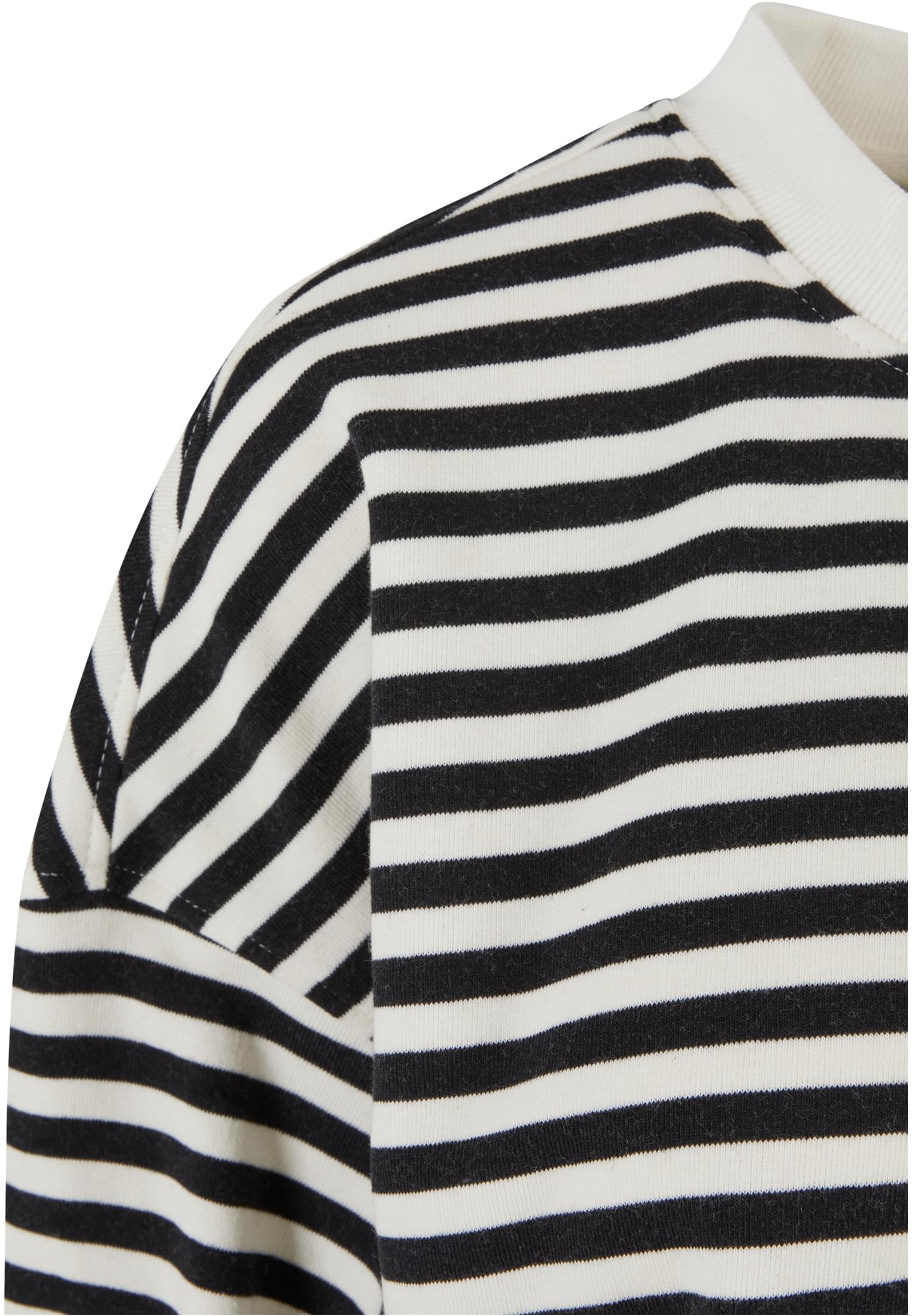 Ladies Oversized Striped Crewneck | black/whitesand