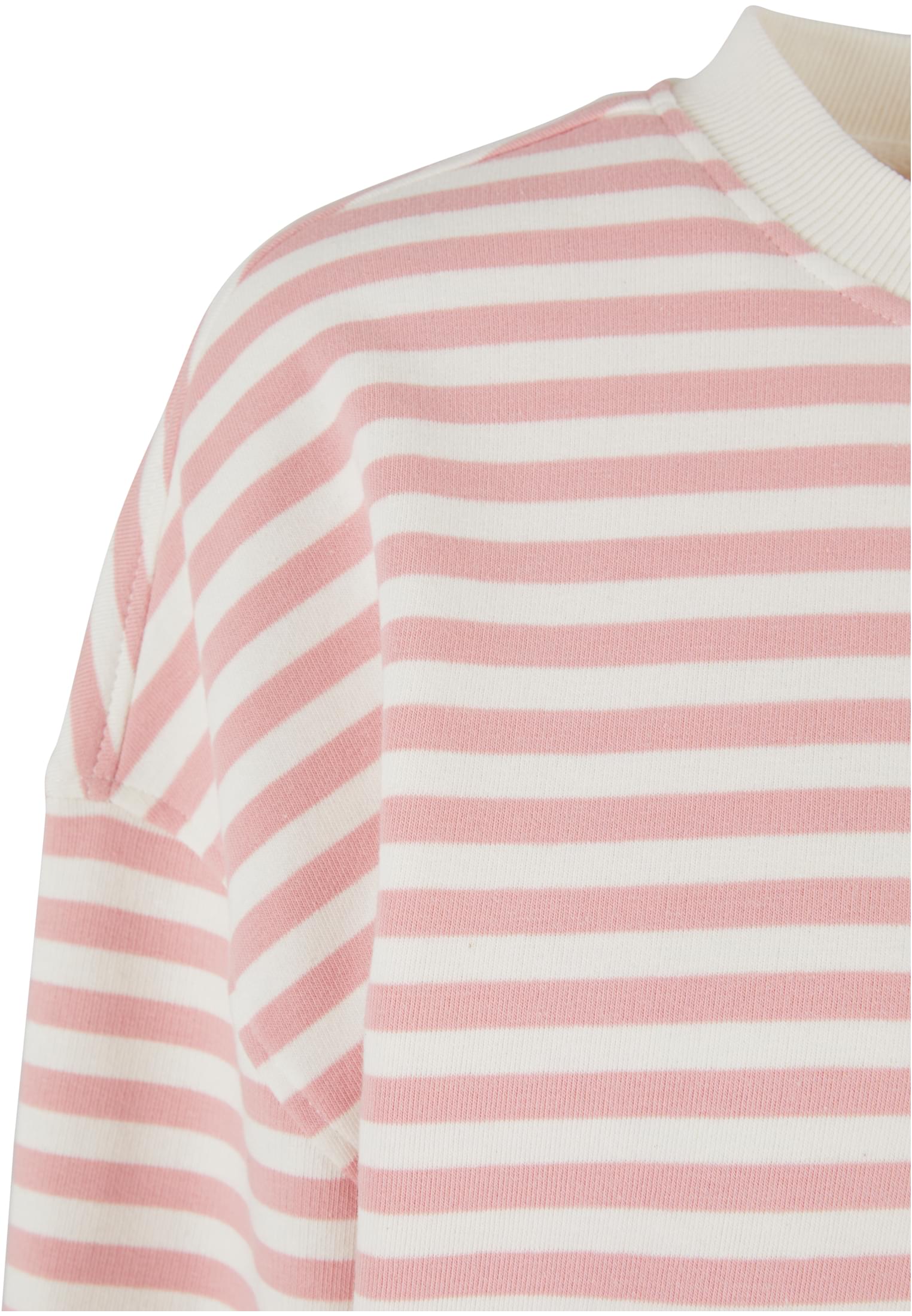 Ladies Oversized Striped Crewneck | lemonadepink/whitesand