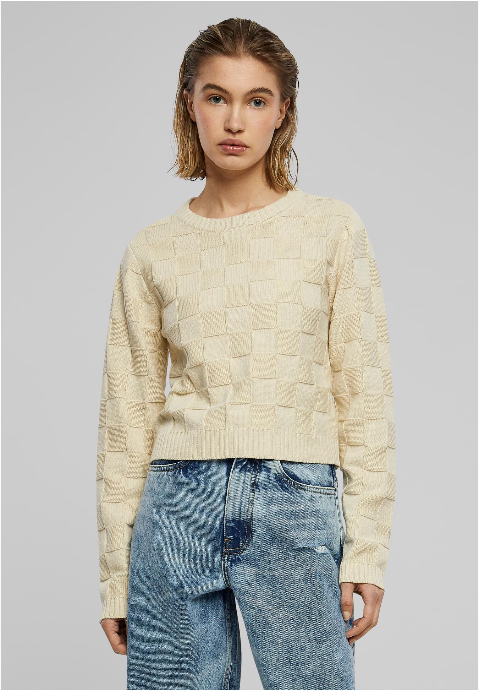 Ladies Check Knit Sweater | sand