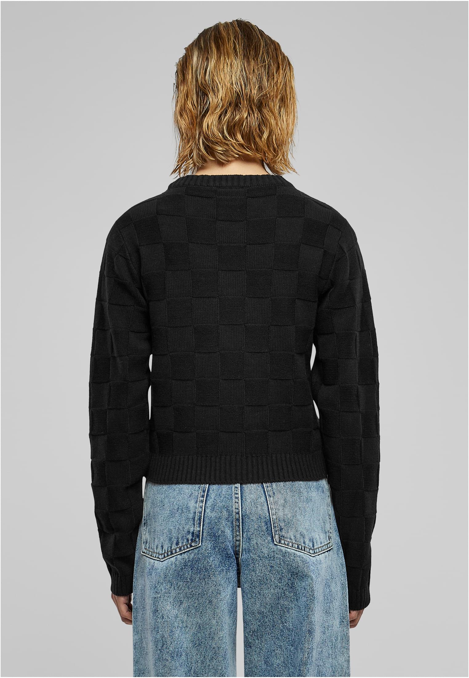 Ladies Check Knit Sweater | black