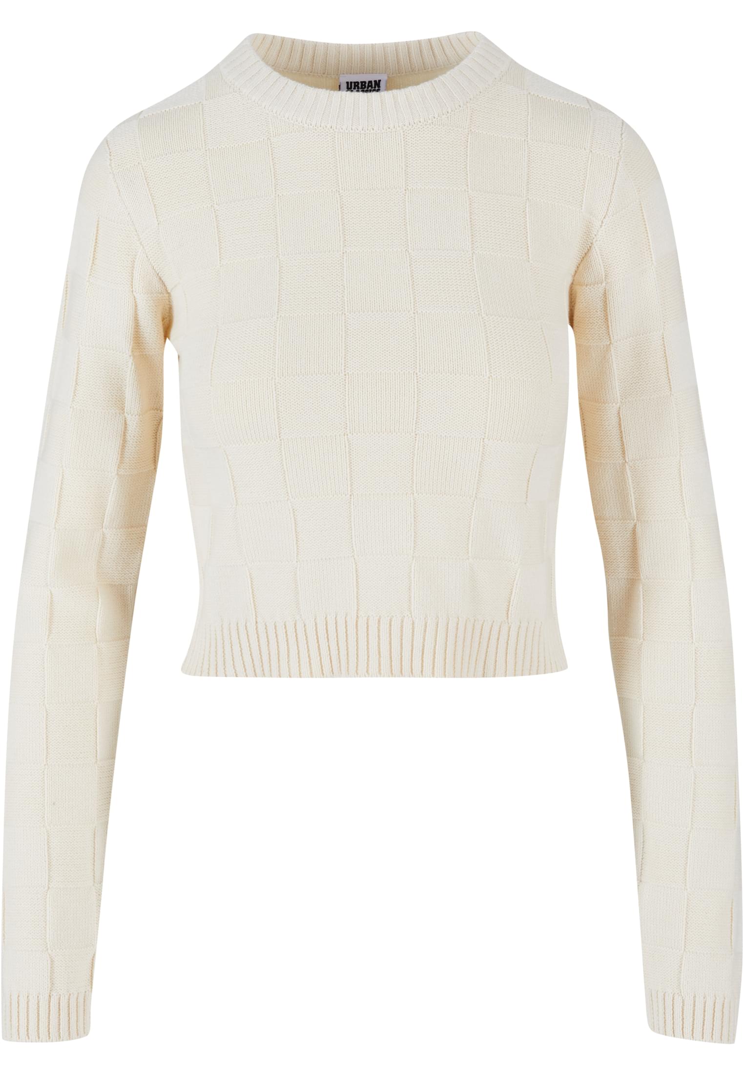 Ladies Check Knit Sweater | sand