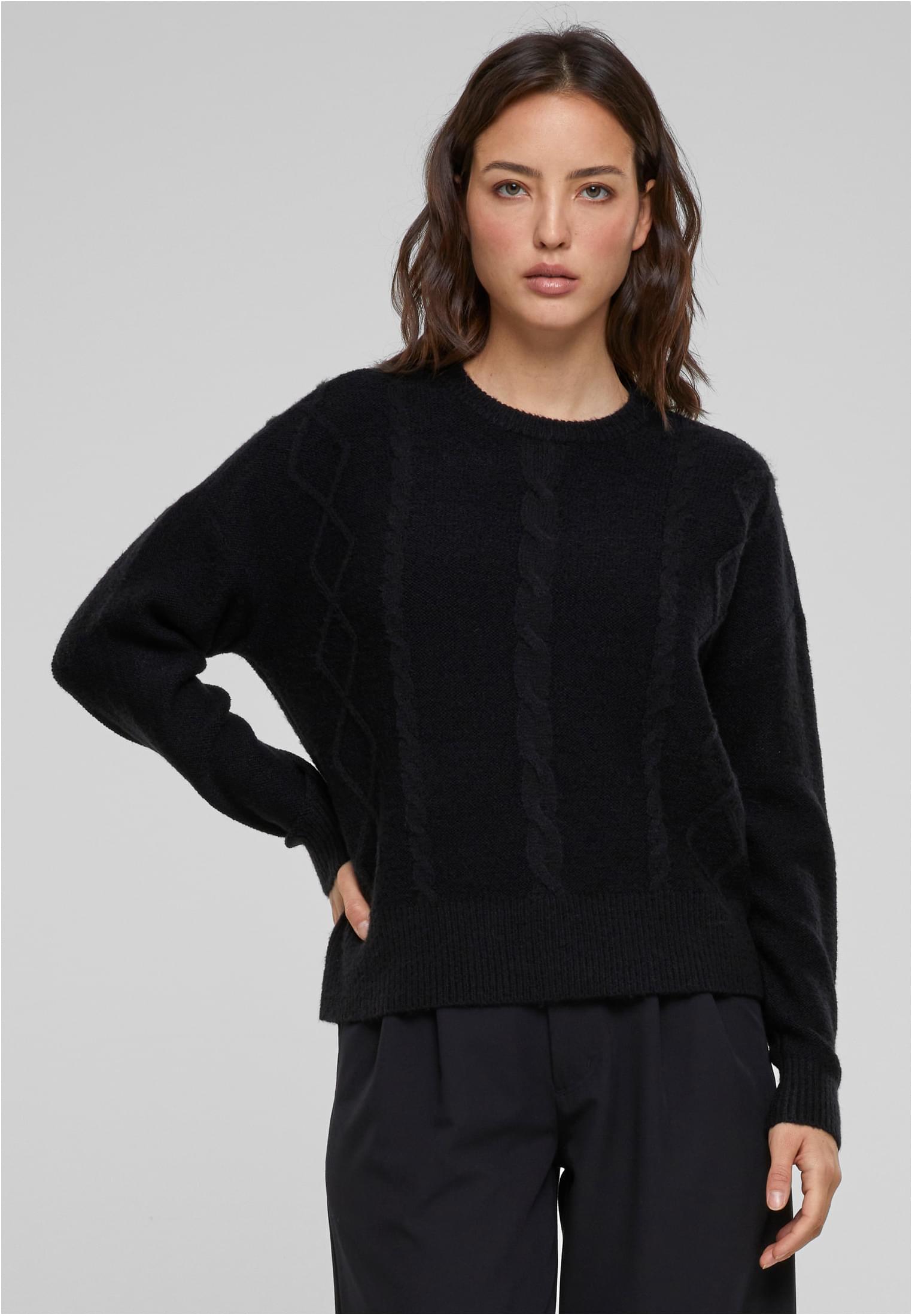 Ladies Cabel Knit Sweater | black