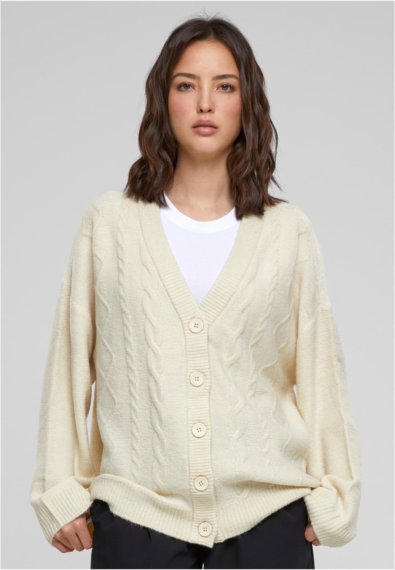 Ladies Cabel Knit Cardigan | sand