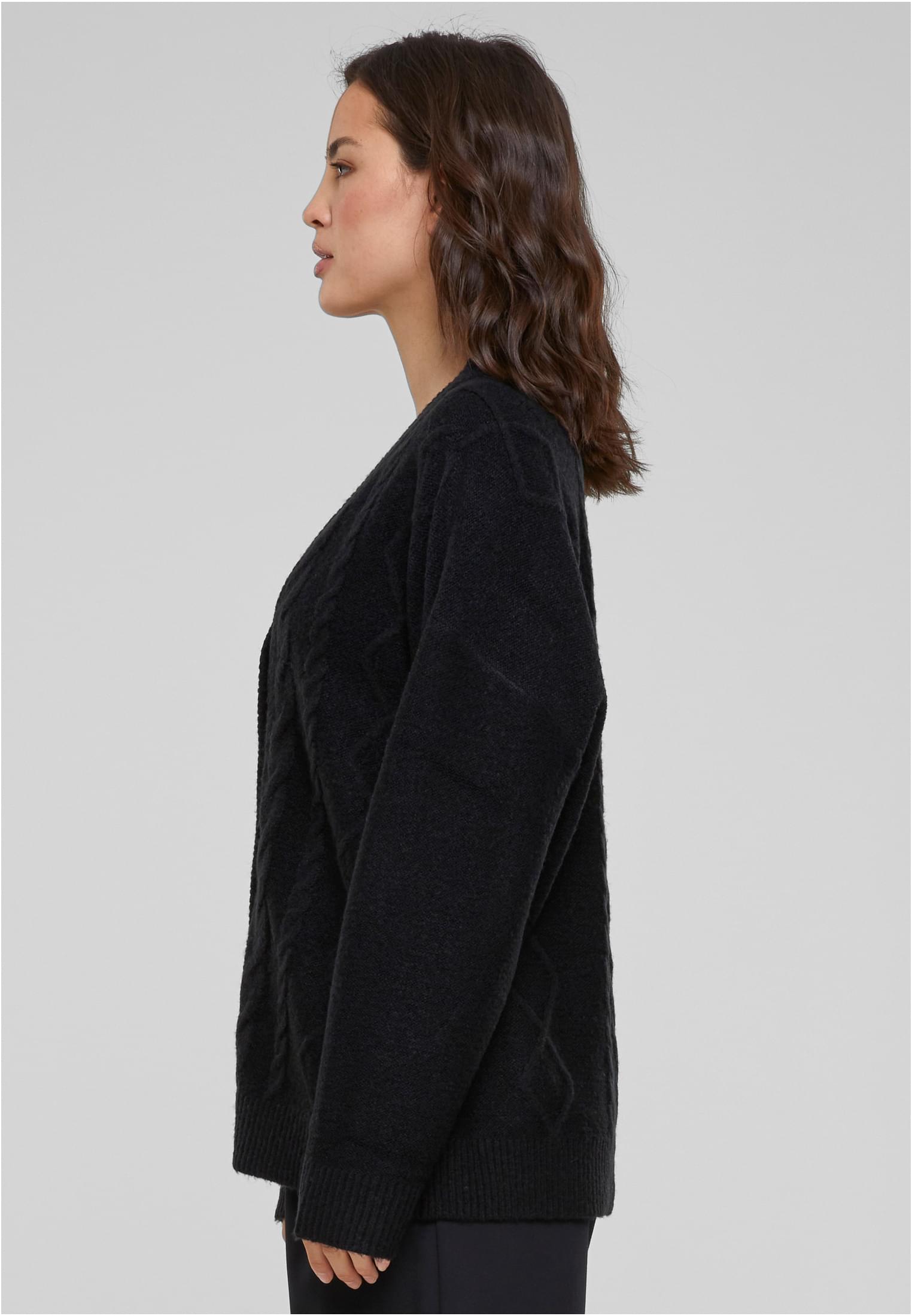 Ladies Cabel Knit Cardigan | black