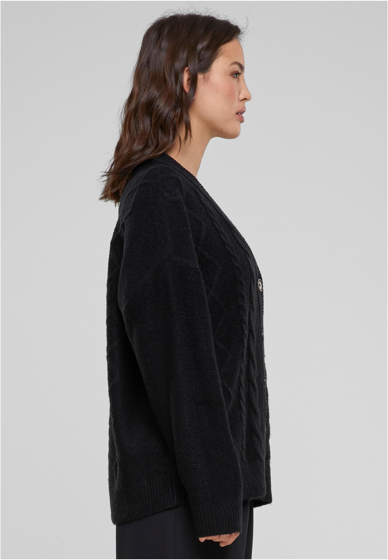 Ladies Cabel Knit Cardigan | black