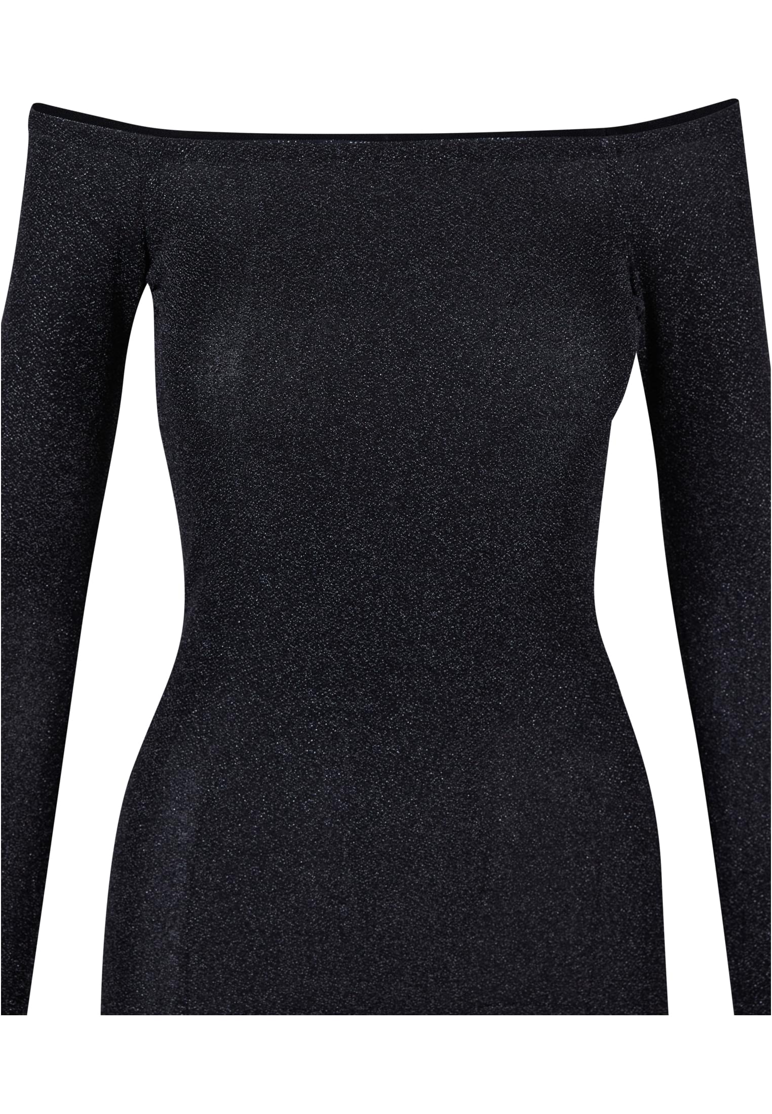 Ladies Off Shoulder Longsleeve Glitter Dress | black