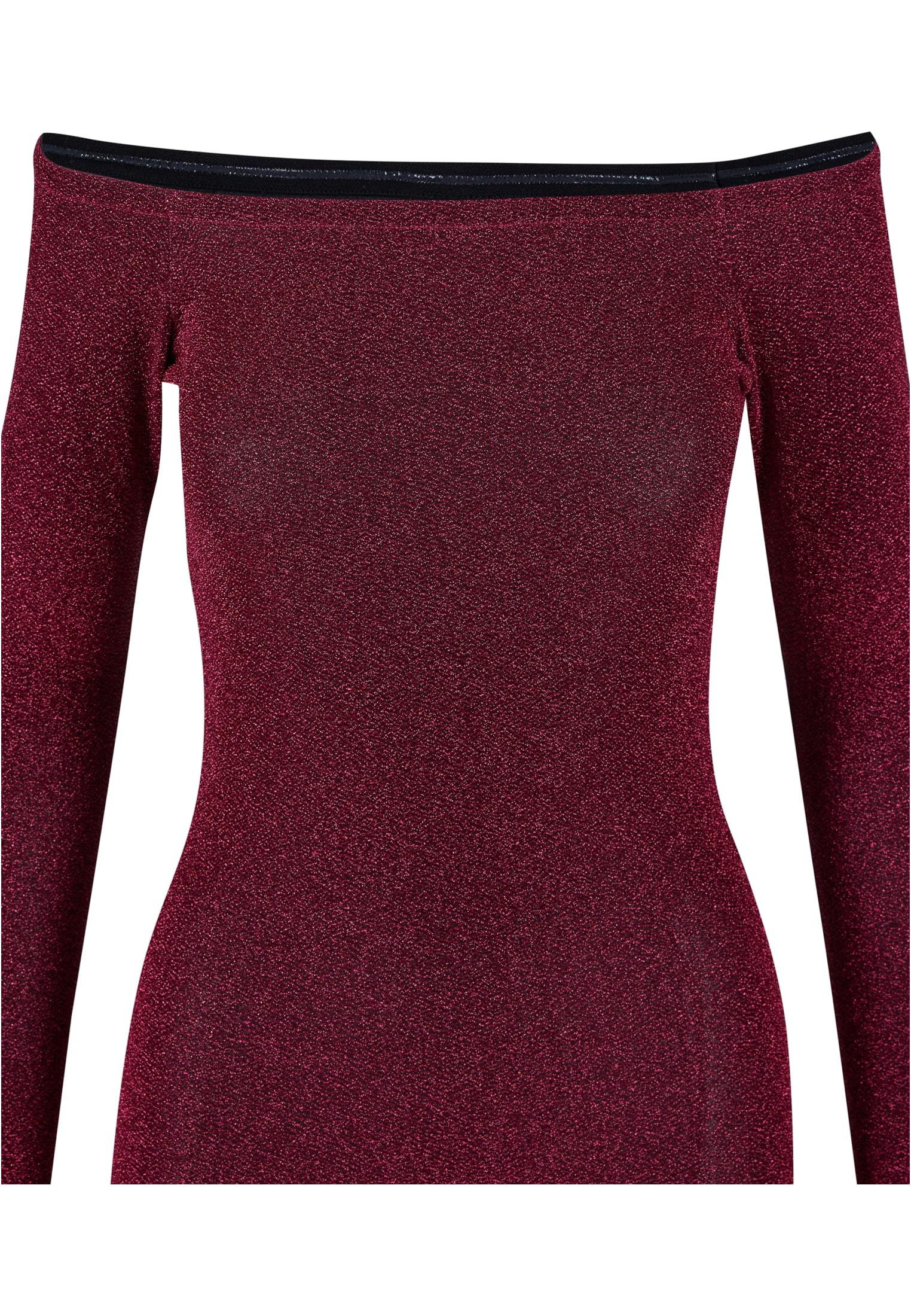 Ladies Off Shoulder Longsleeve Glitter Dress | burgundy