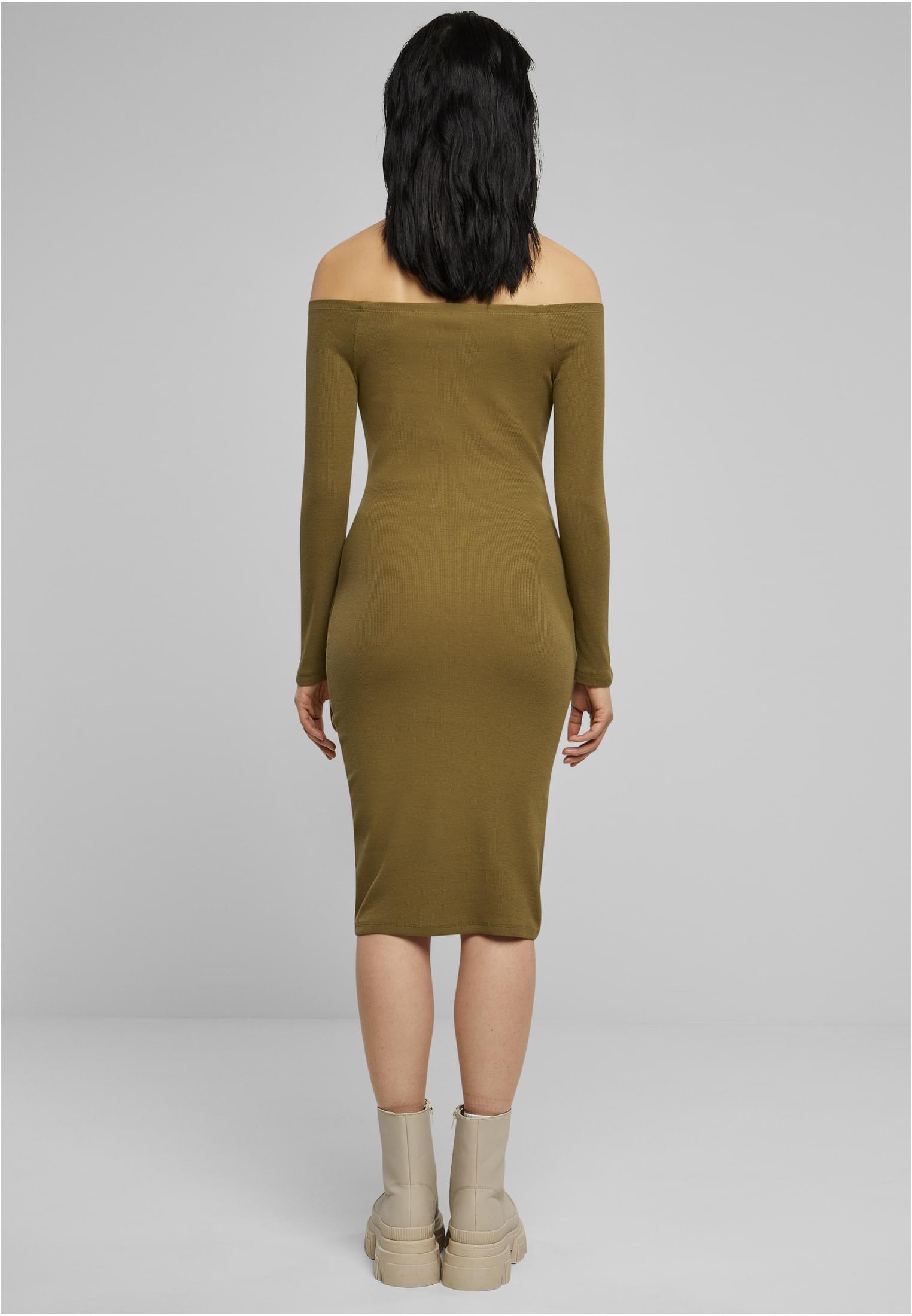 Ladies Off Shoulder Longsleeve Rib Dress | tiniolive