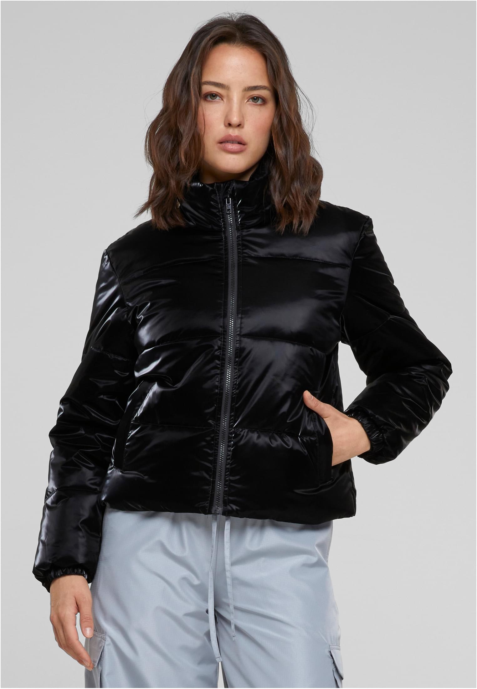 Ladies Shark Skin Puffer Jacket | black