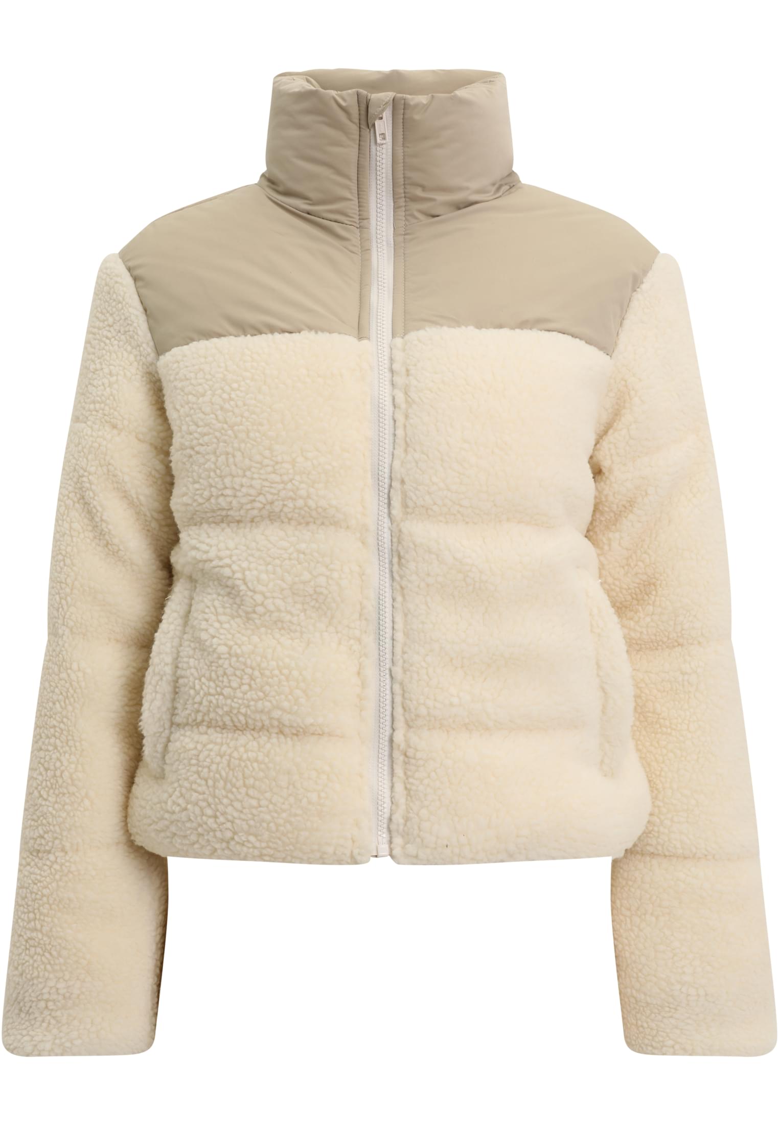 Ladies Short Sherpa Mix Puffer Jacket | wetsand/sand