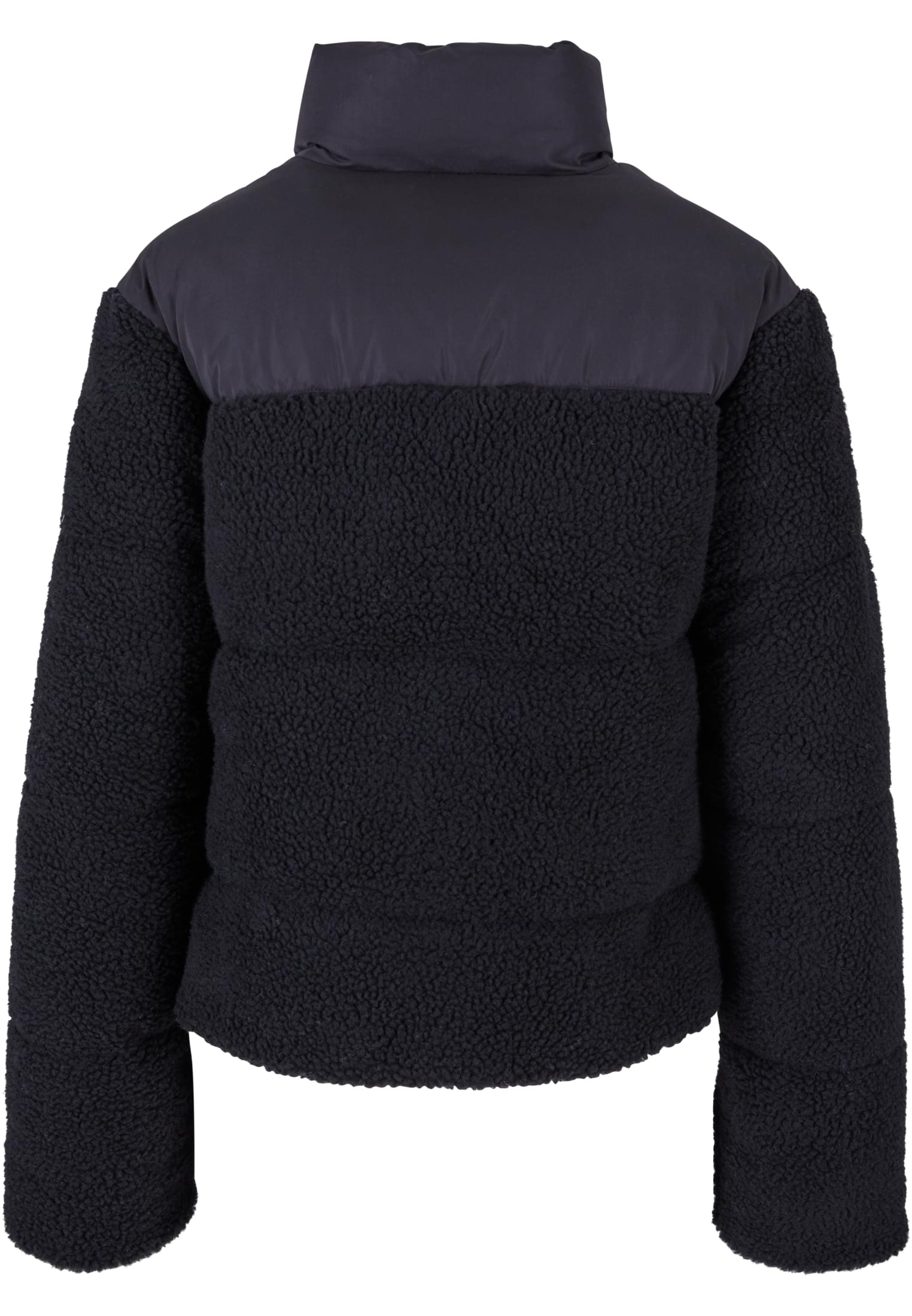 Ladies Short Sherpa Mix Puffer Jacket | black/black