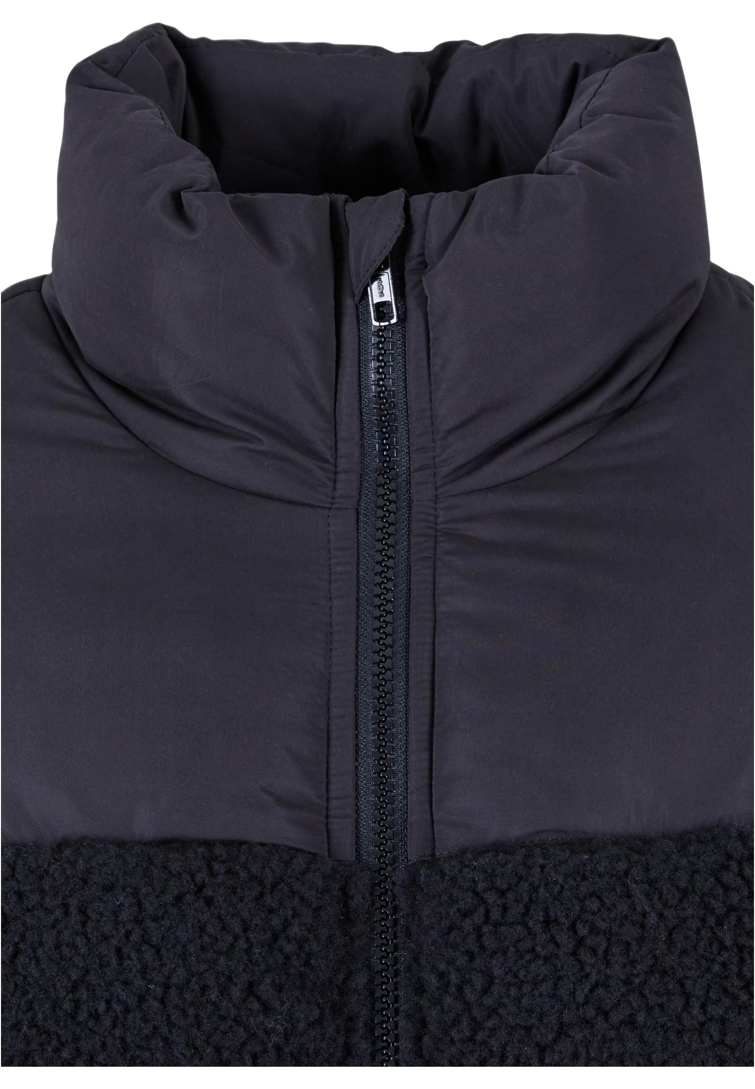 Ladies Short Sherpa Mix Puffer Jacket | black/black