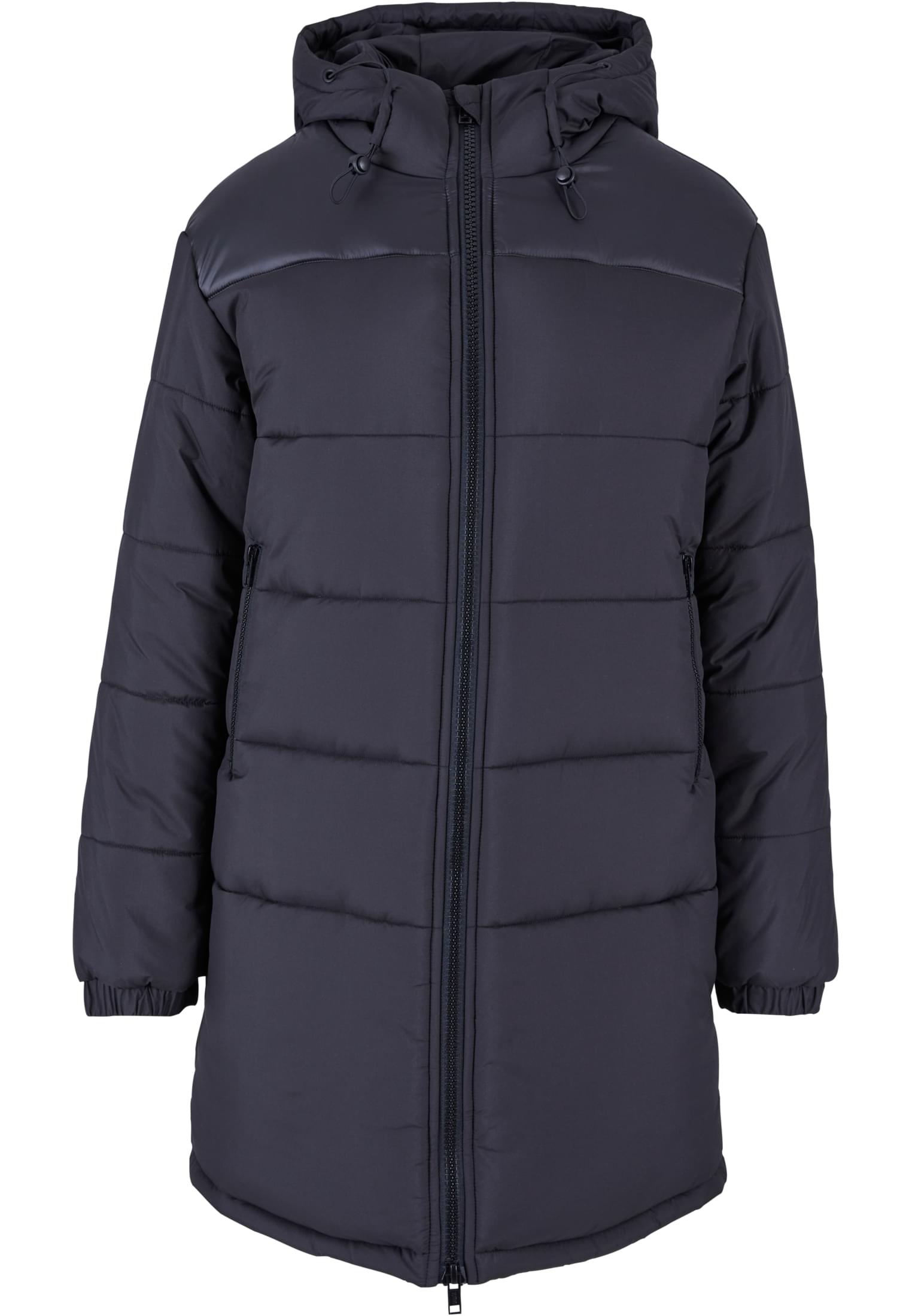 Ladies Hooded Mixed Puffer Coat | black