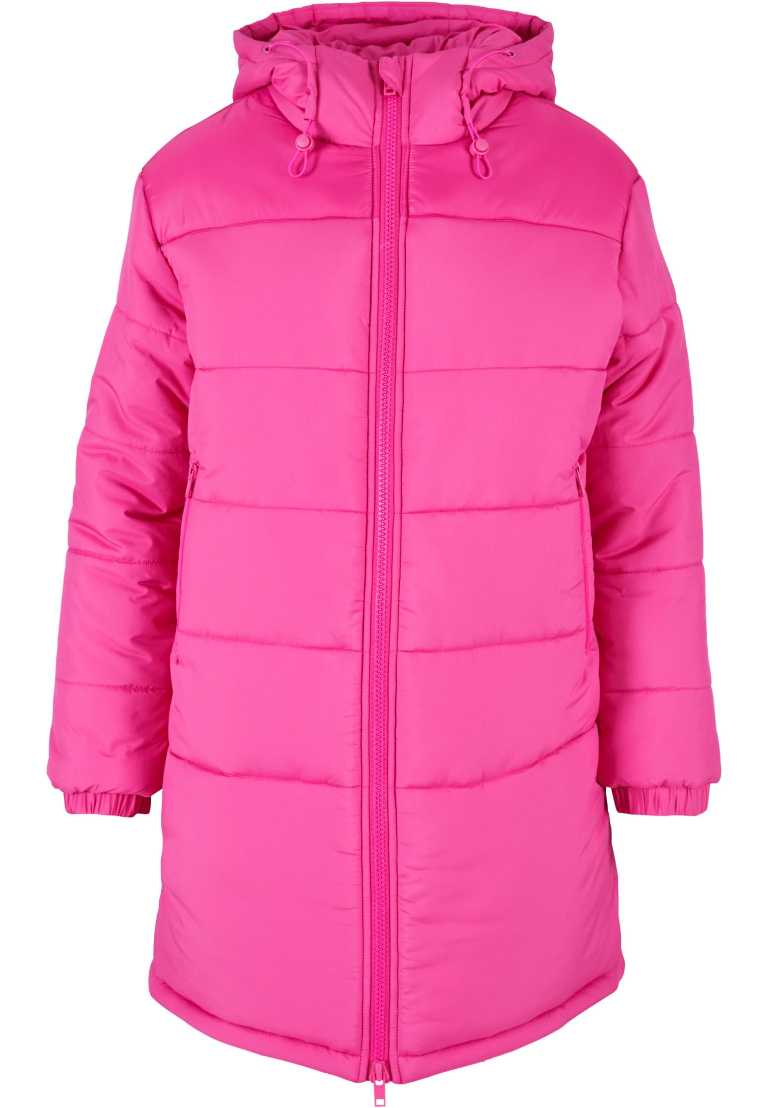 Ladies Hooded Mixed Puffer Coat | hibiskuspink