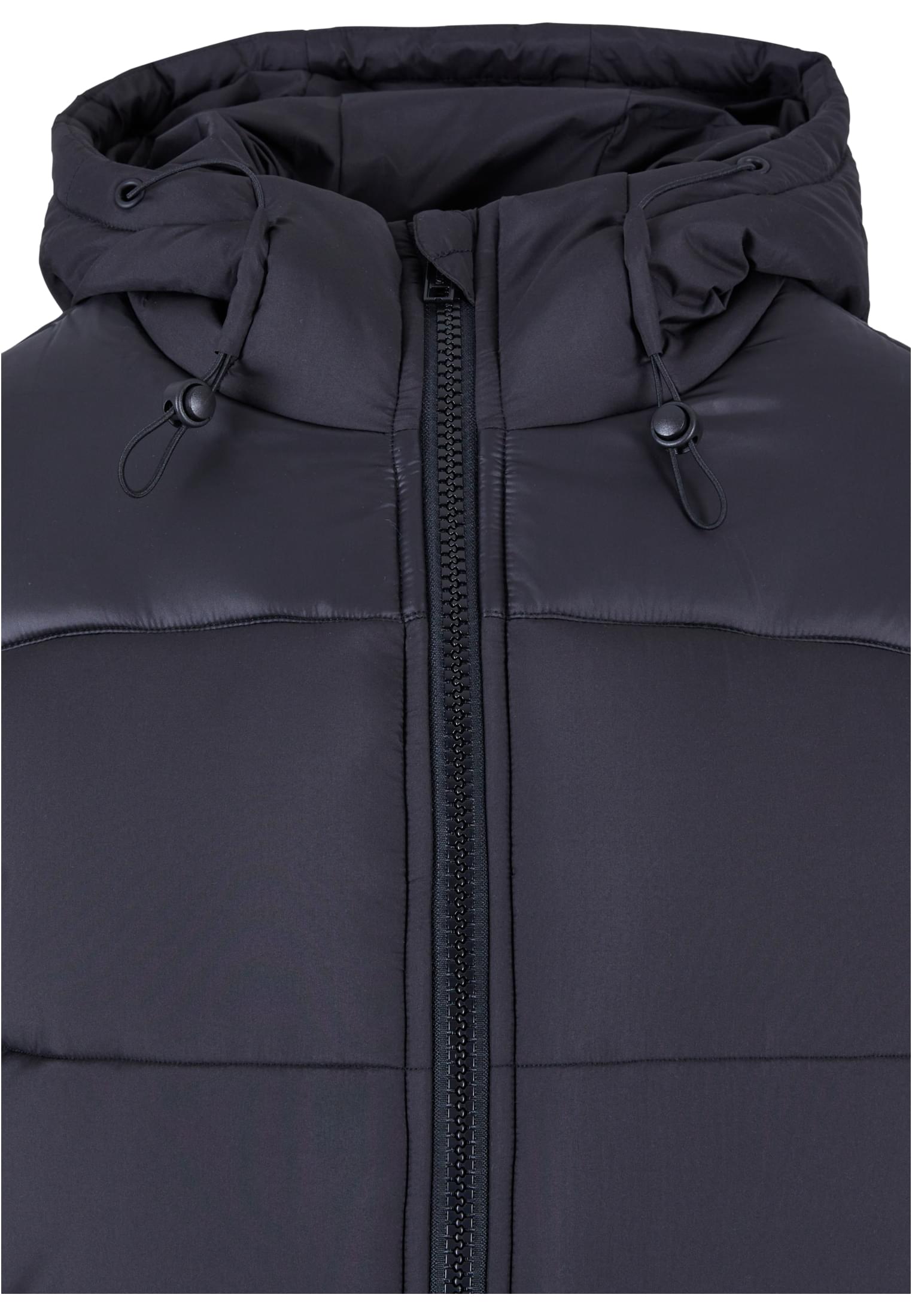 Ladies Hooded Mixed Puffer Coat | black