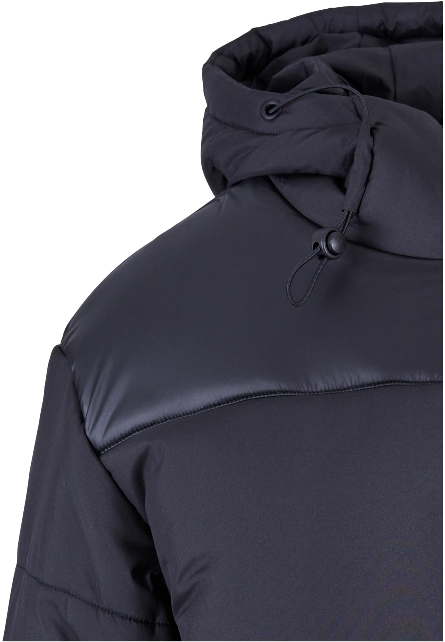 Ladies Hooded Mixed Puffer Coat | black