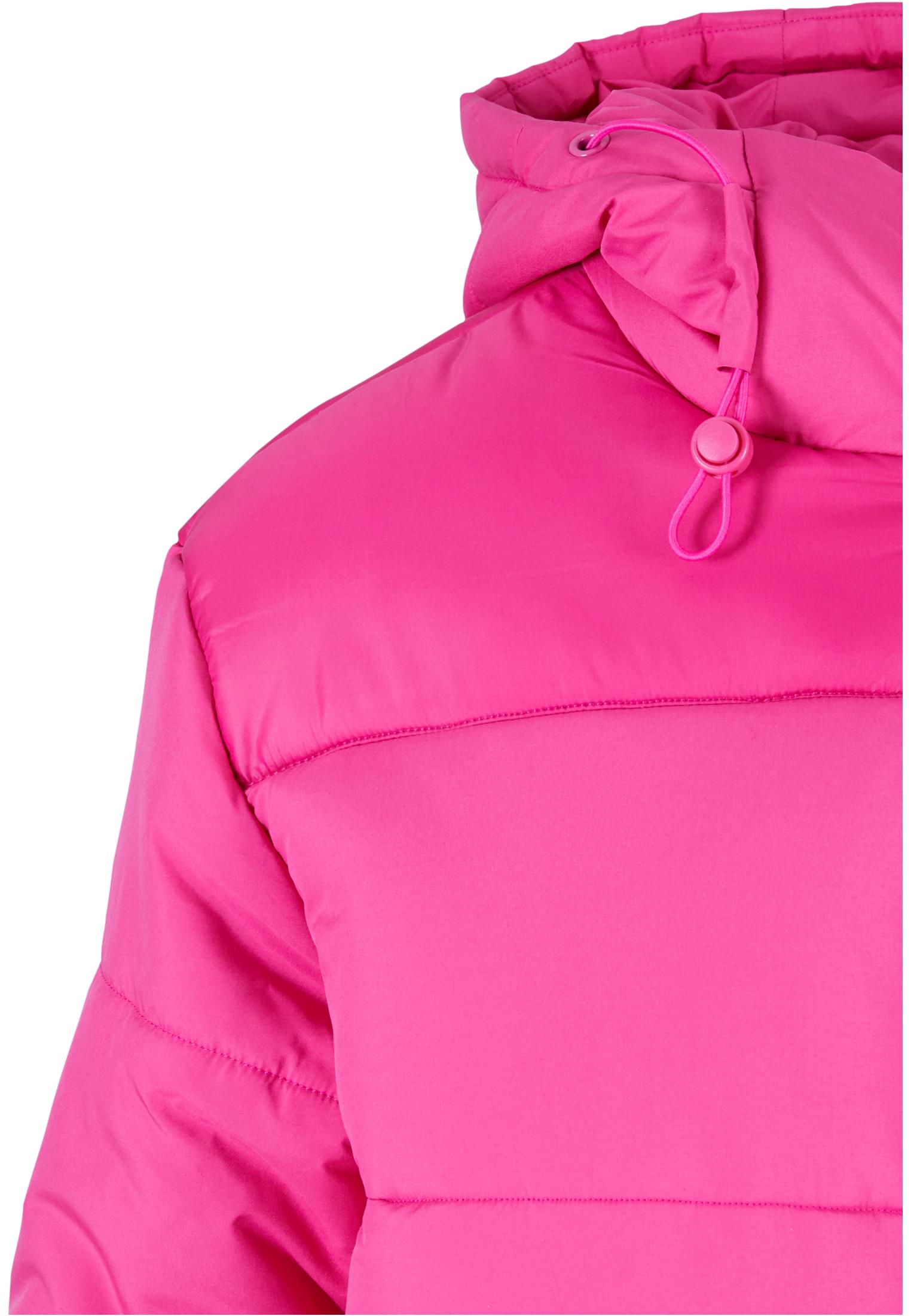 Ladies Hooded Mixed Puffer Coat | hibiskuspink