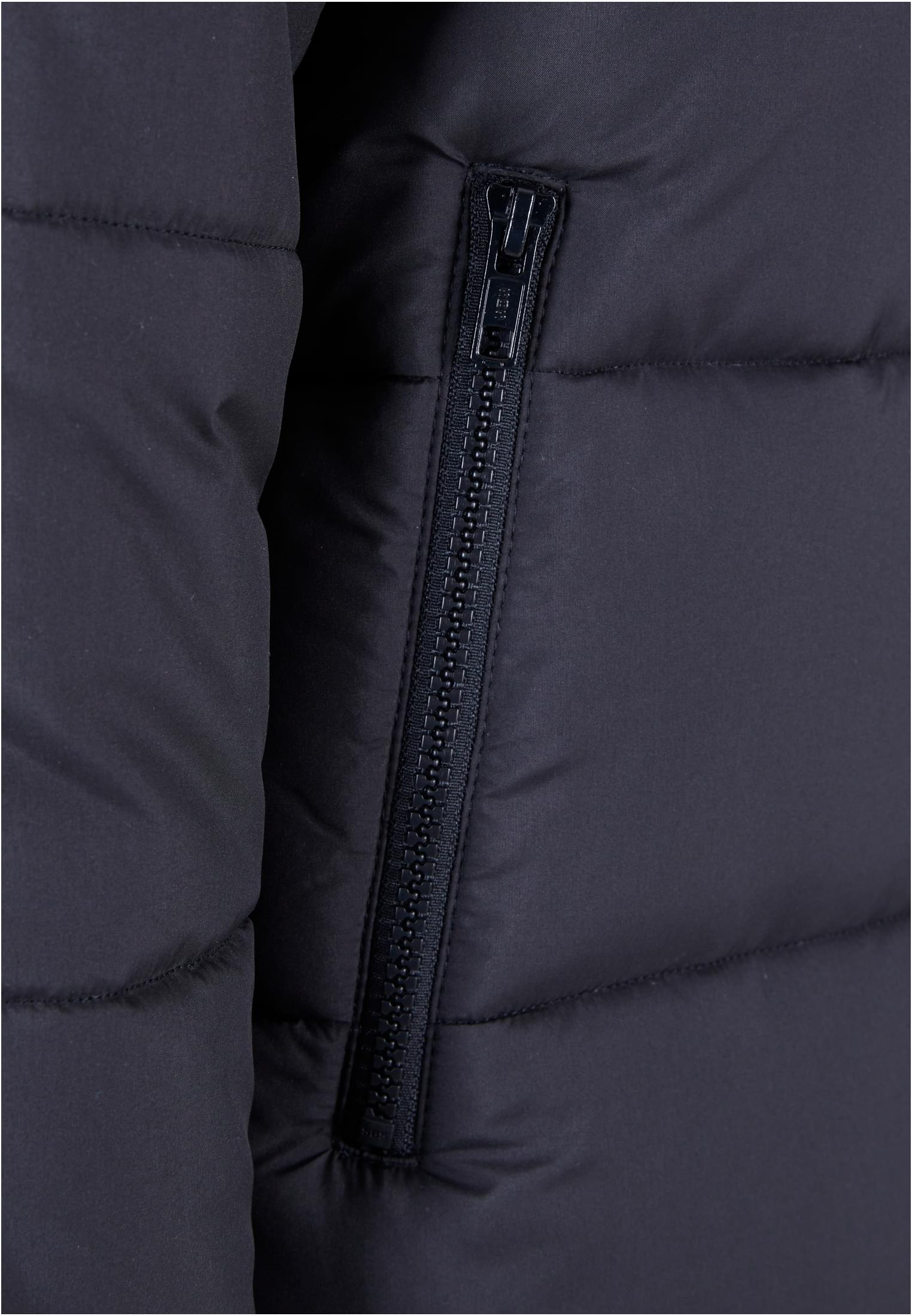 Ladies Hooded Mixed Puffer Coat | black