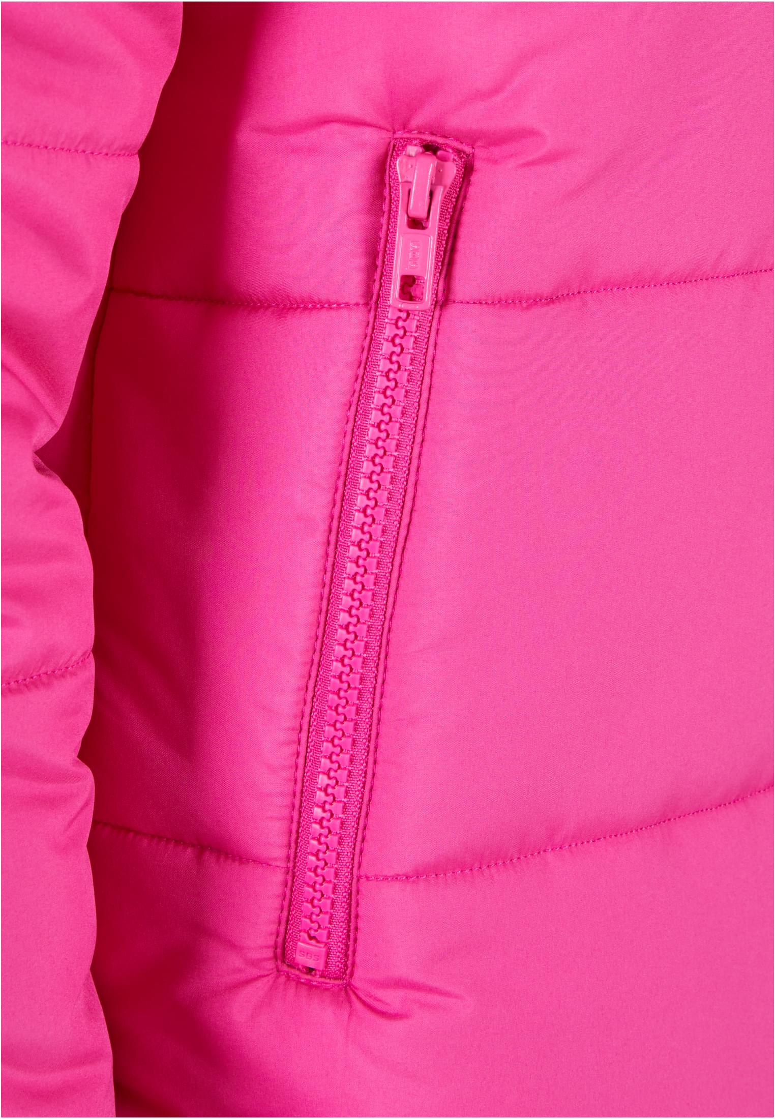 Ladies Hooded Mixed Puffer Coat | hibiskuspink