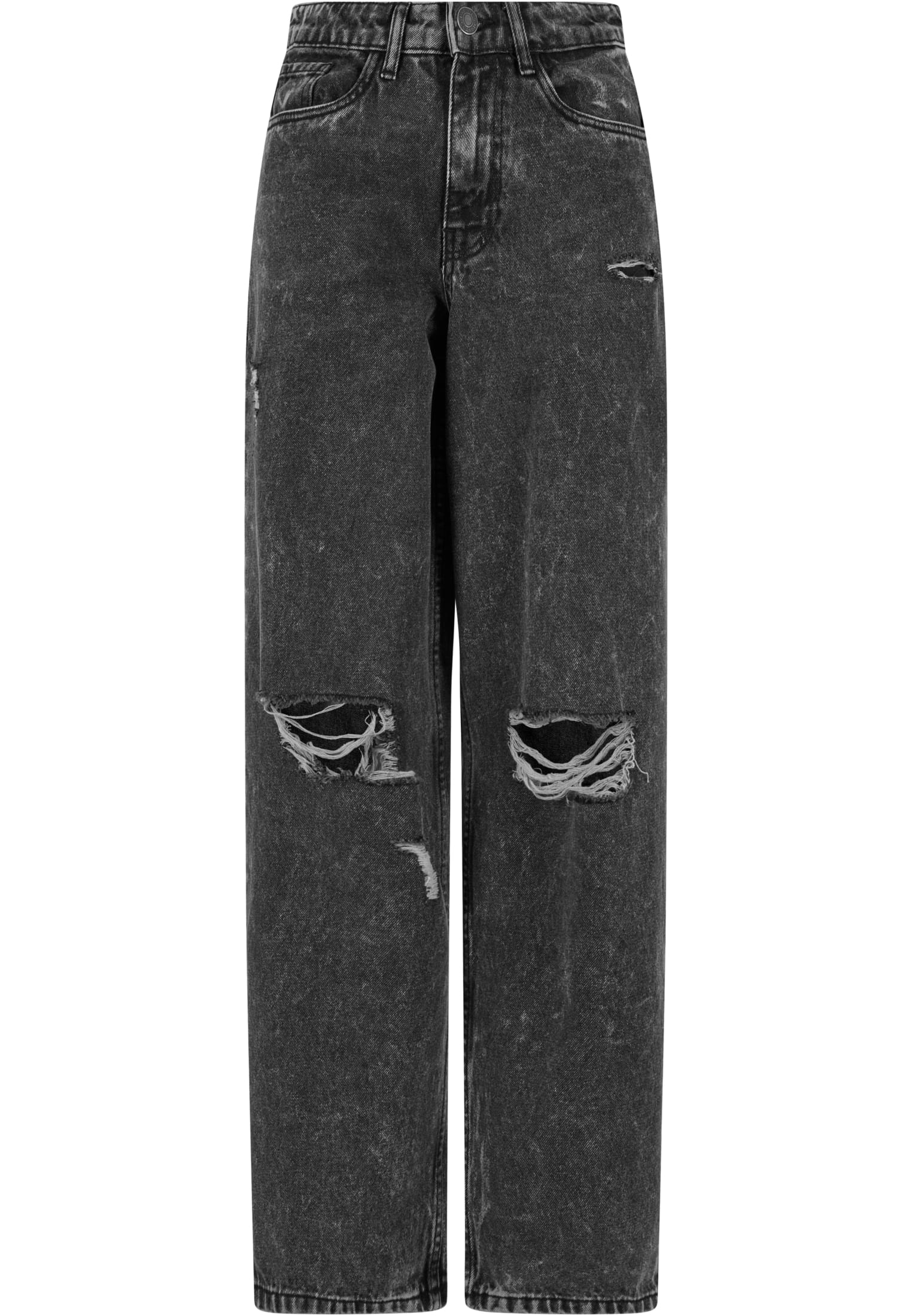 Ladies Distressed 90's Wide Leg Denim Pants | black charcoal washed