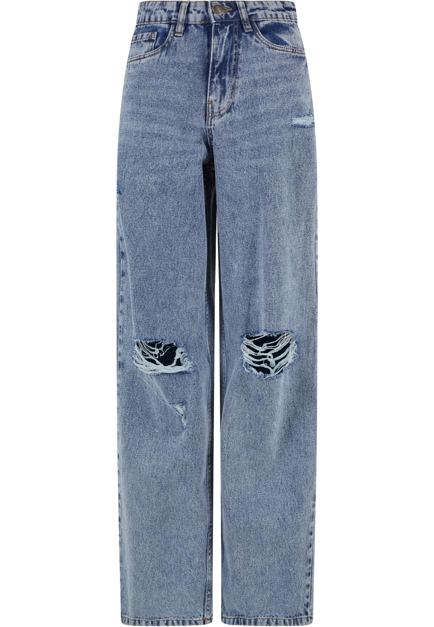 Ladies Distressed 90's Wide Leg Denim Pants | vintage lightblue washed