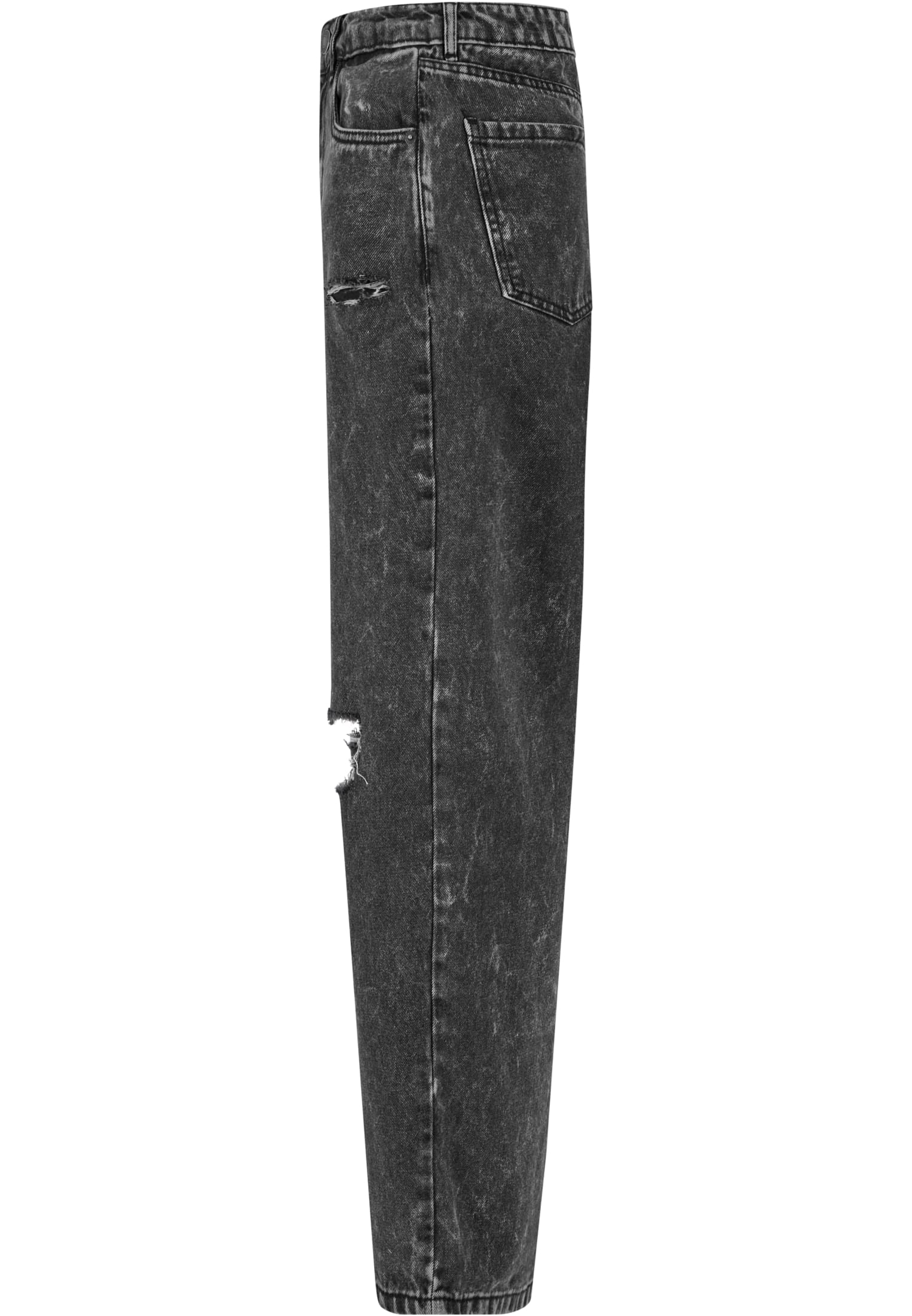 Ladies Distressed 90's Wide Leg Denim Pants | black charcoal washed