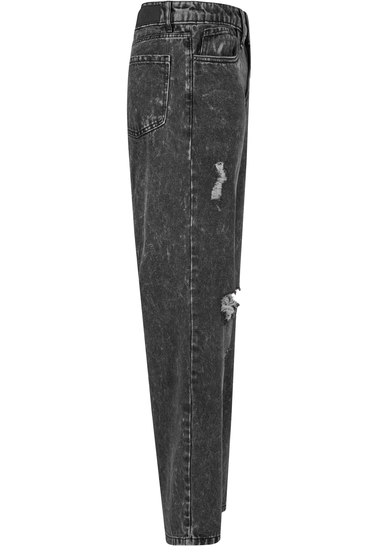 Ladies Distressed 90's Wide Leg Denim Pants | black charcoal washed