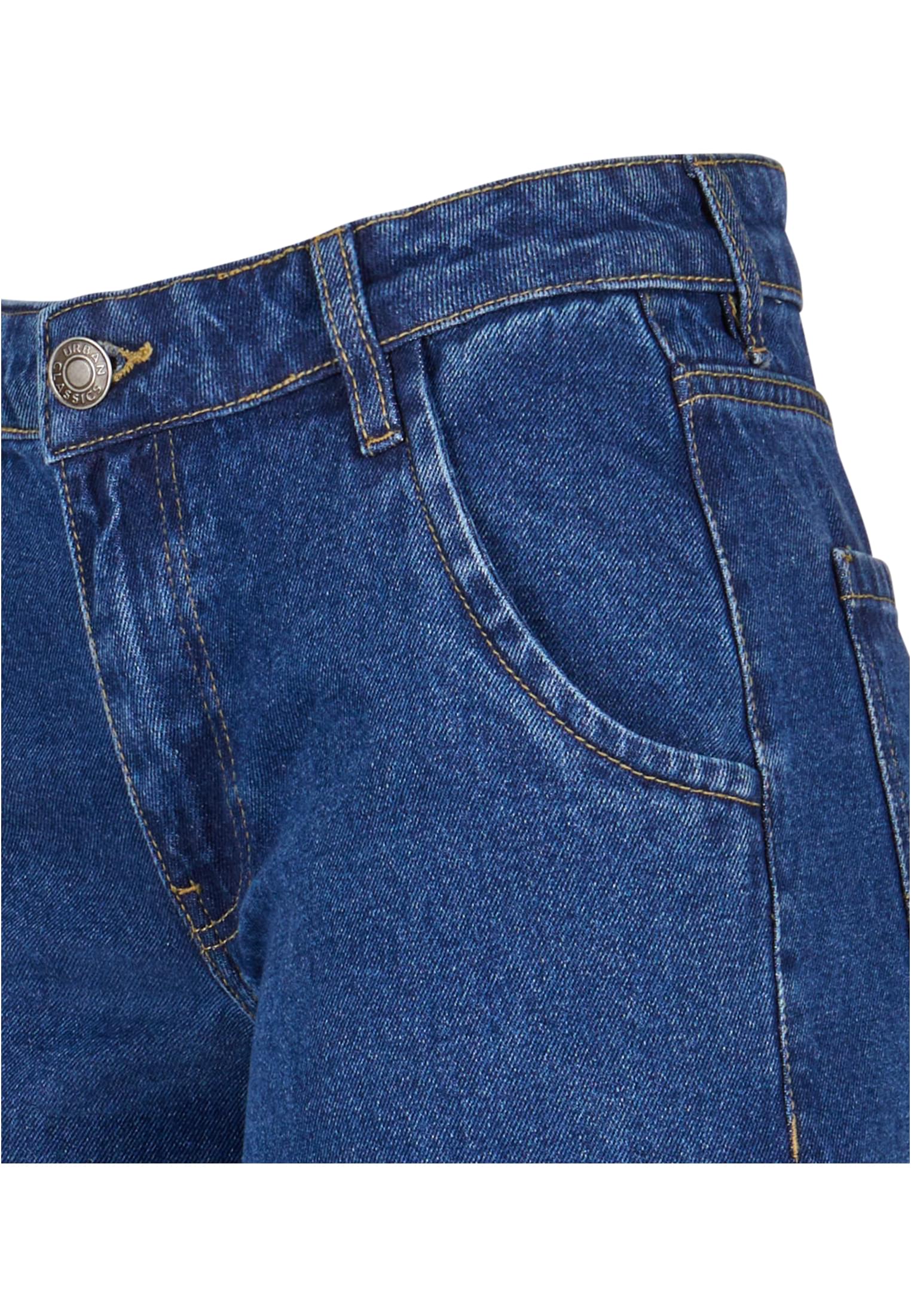 Ladies Mid Waist Cargo Denim Pants | mid indigo washed