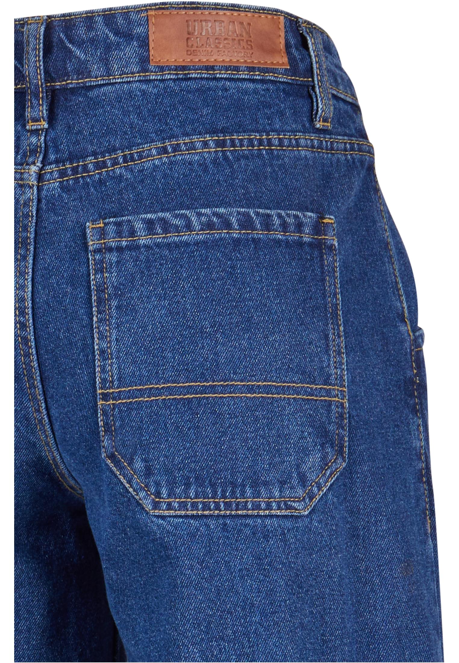 Ladies Mid Waist Cargo Denim Pants | mid indigo washed