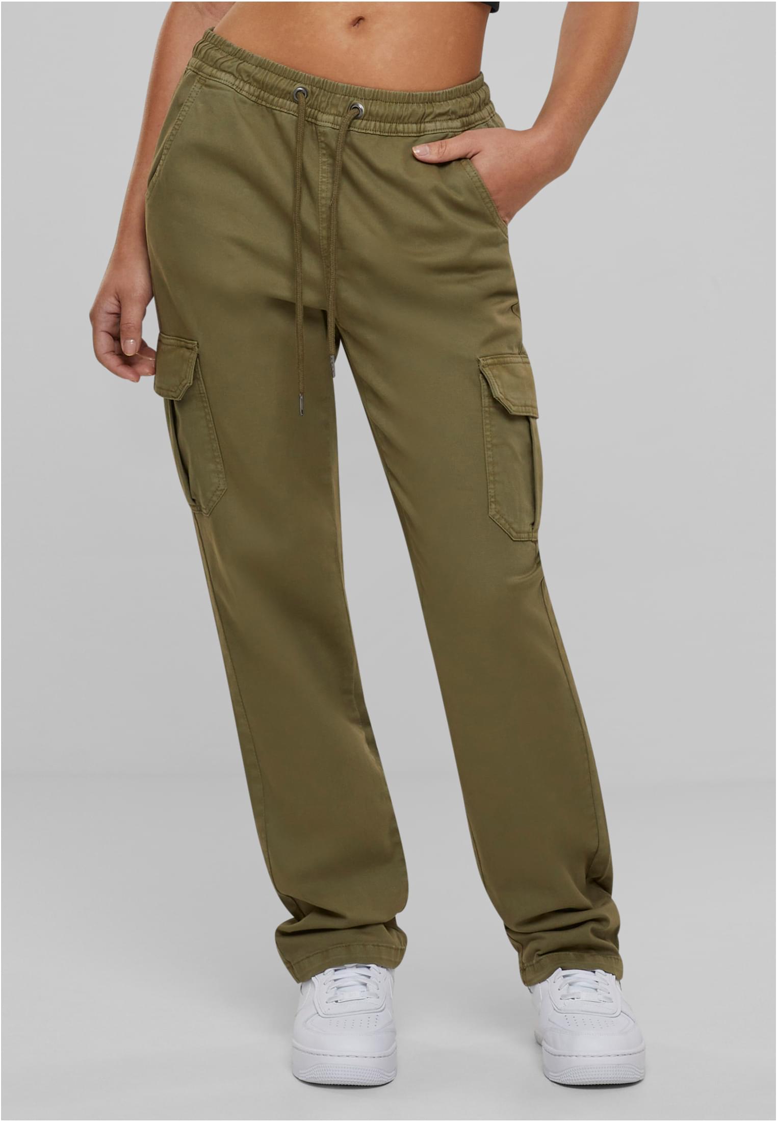 Ladies High Waist Twill Cargo Pants | tiniolive