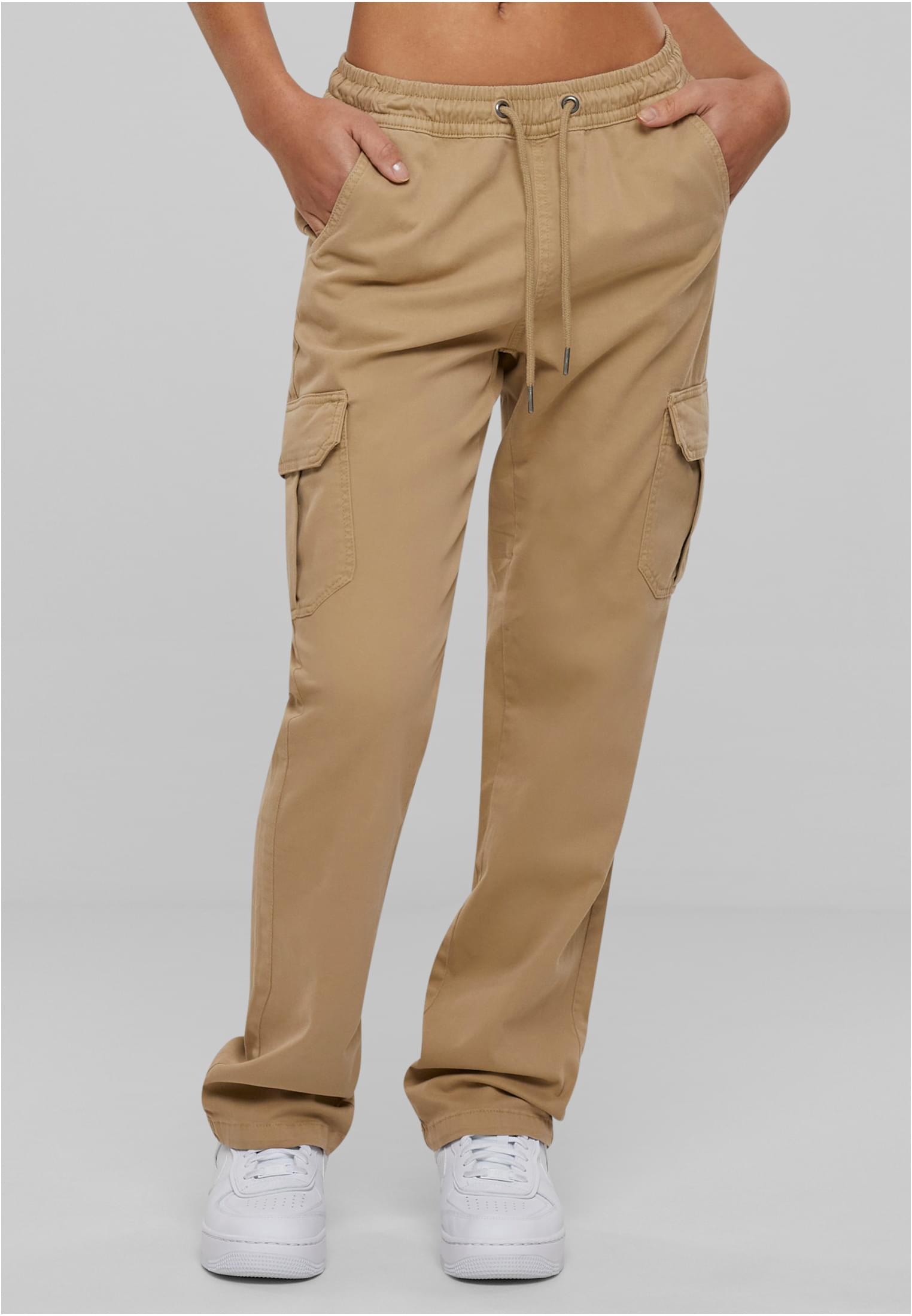 Ladies High Waist Twill Cargo Pants | unionbeige