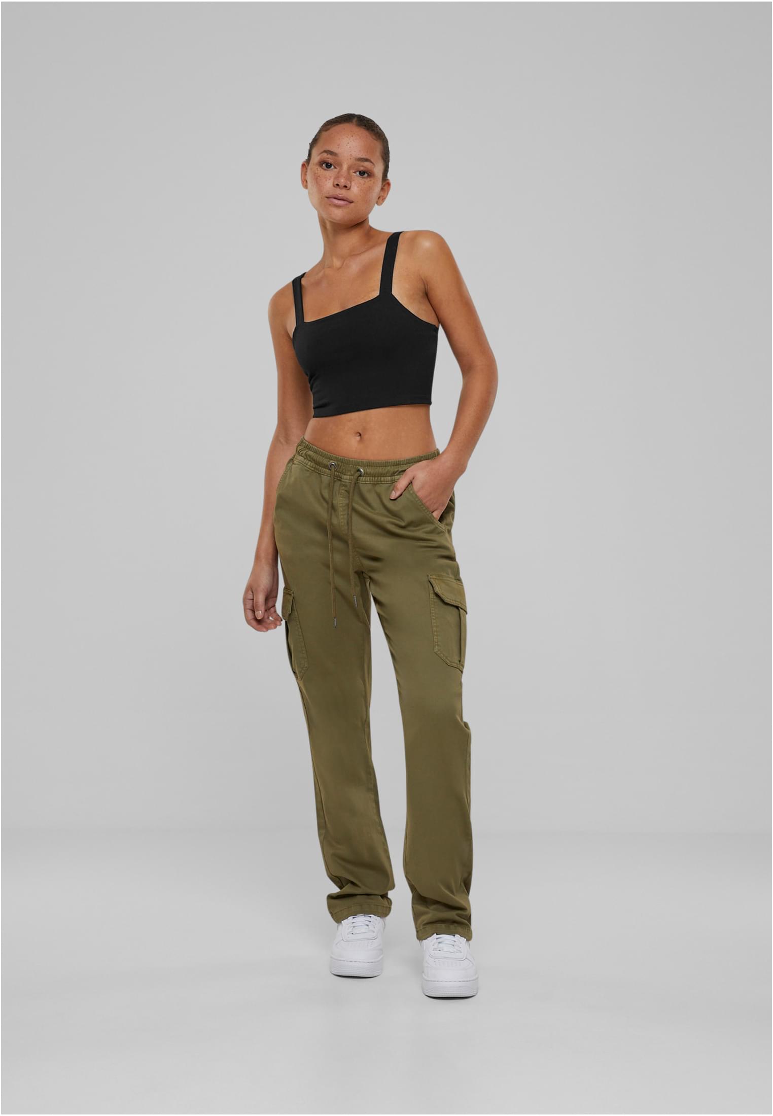 Ladies High Waist Twill Cargo Pants | tiniolive