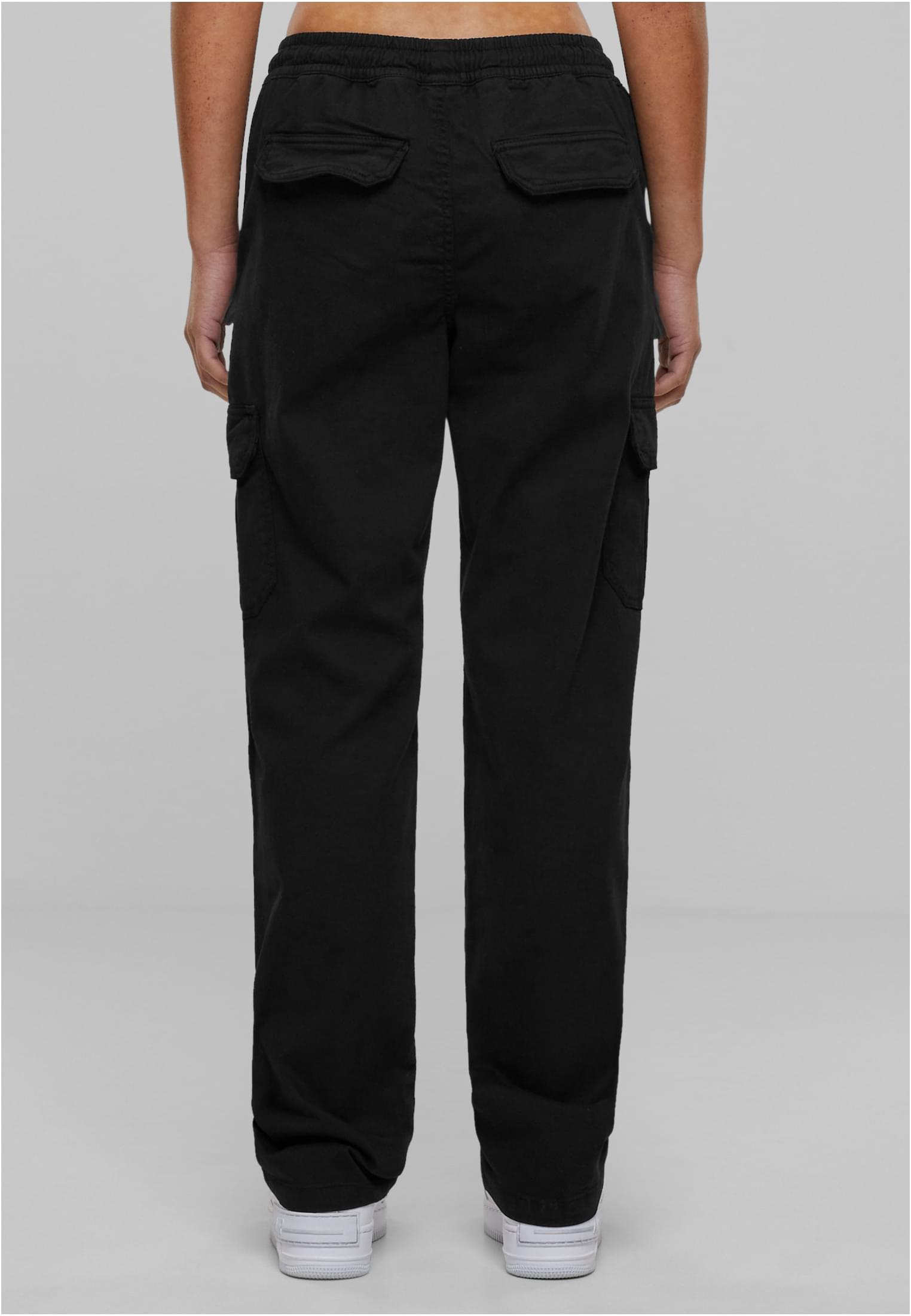 Ladies High Waist Twill Cargo Pants | black