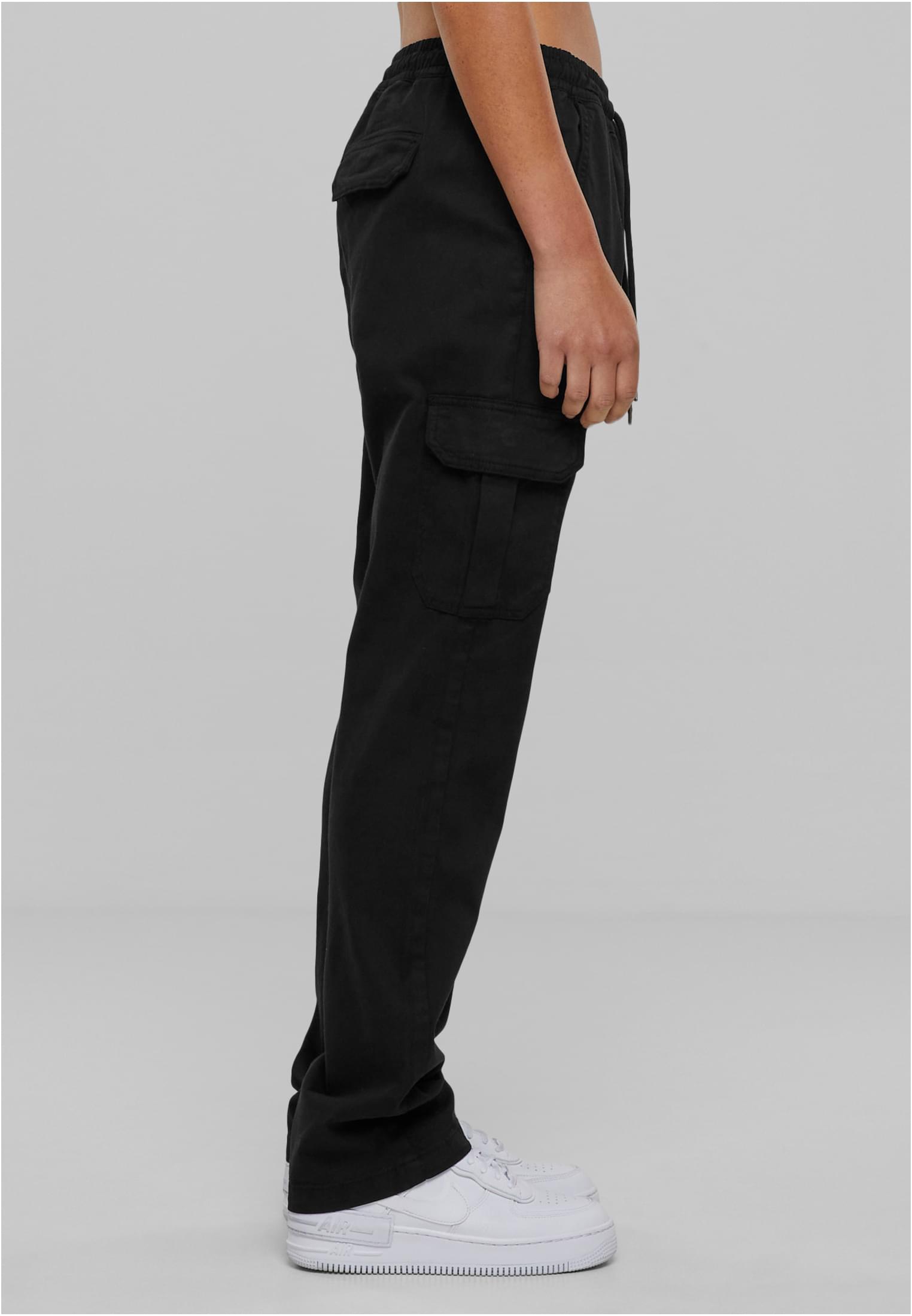 Ladies High Waist Twill Cargo Pants | black