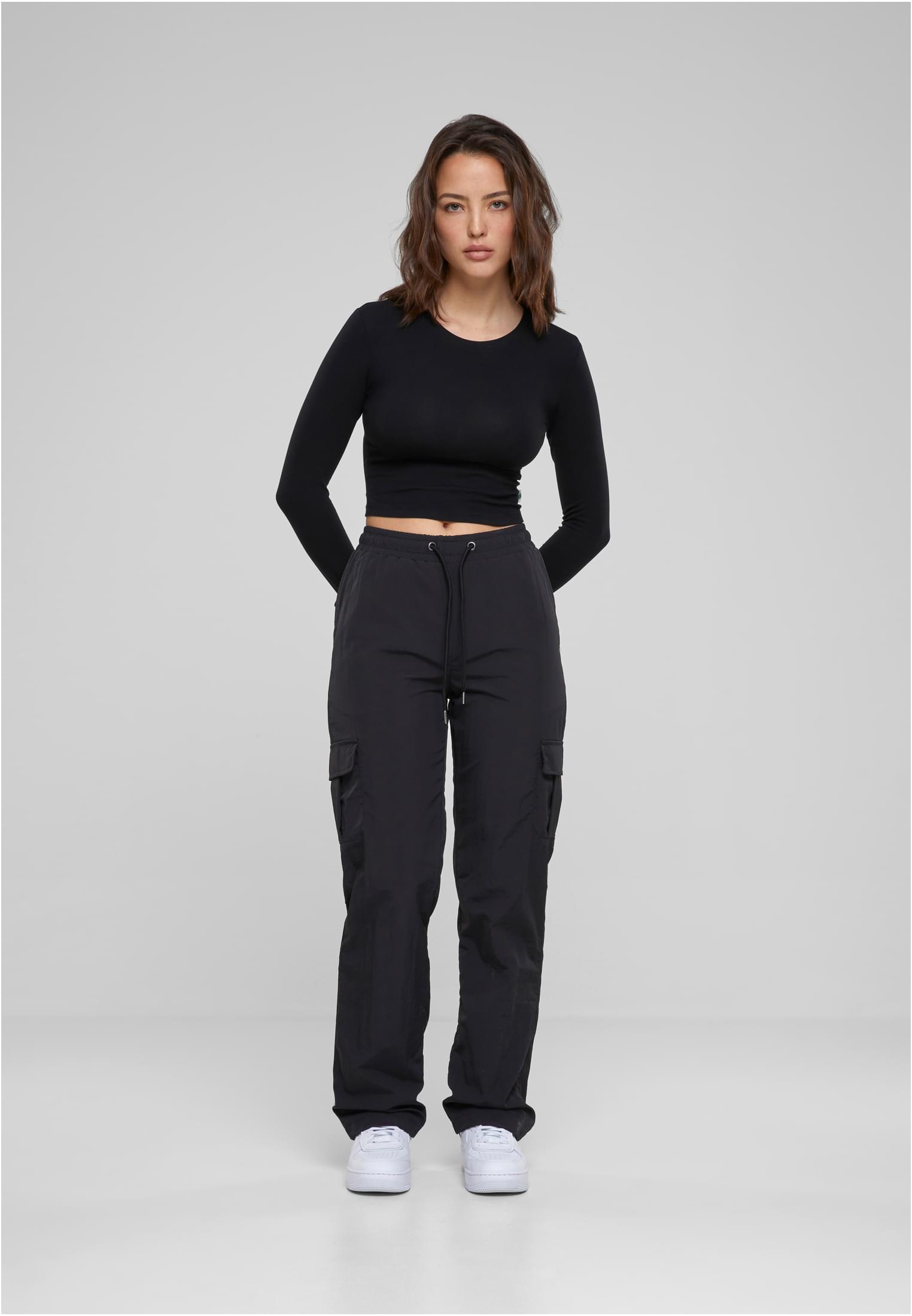 Ladies Nylon Cargo Pants | black