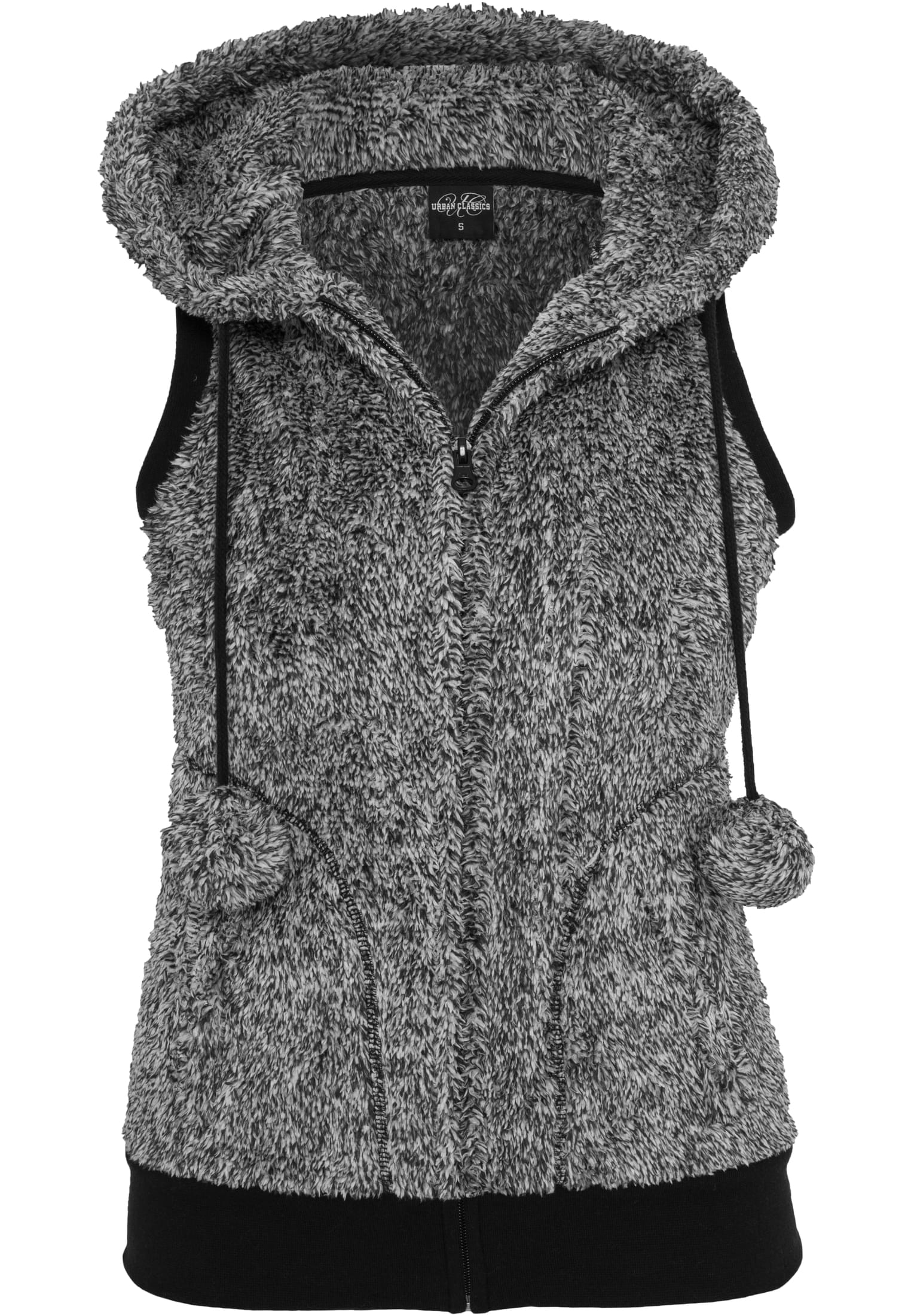 Ladies Melange Teddy Vest | blk/wht