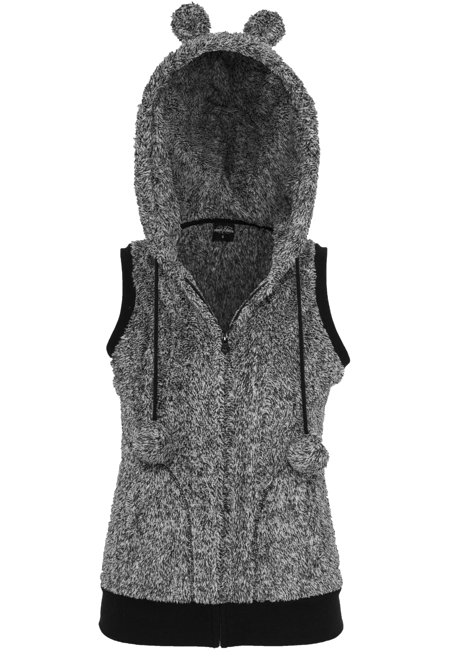 Ladies Melange Teddy Vest | blk/wht